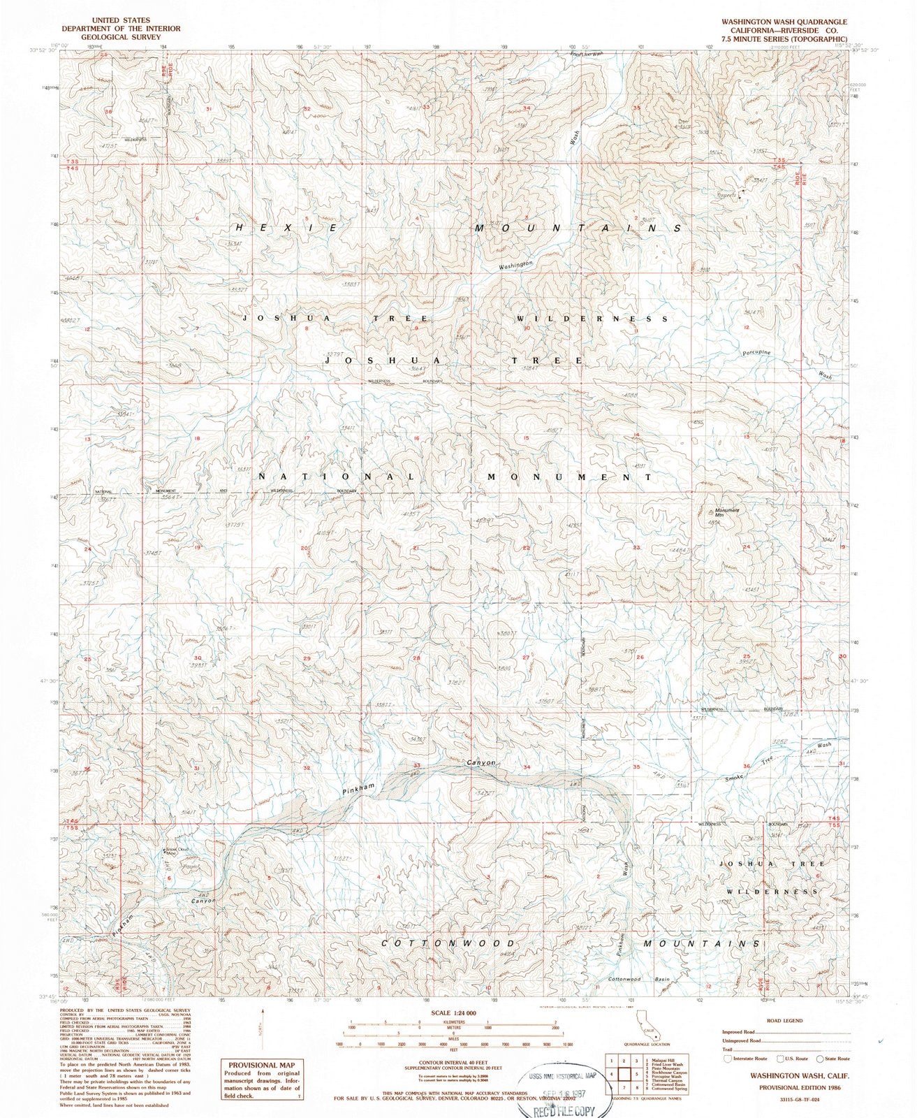 1986 Washington Wash, CA - California - USGS Topographic Map