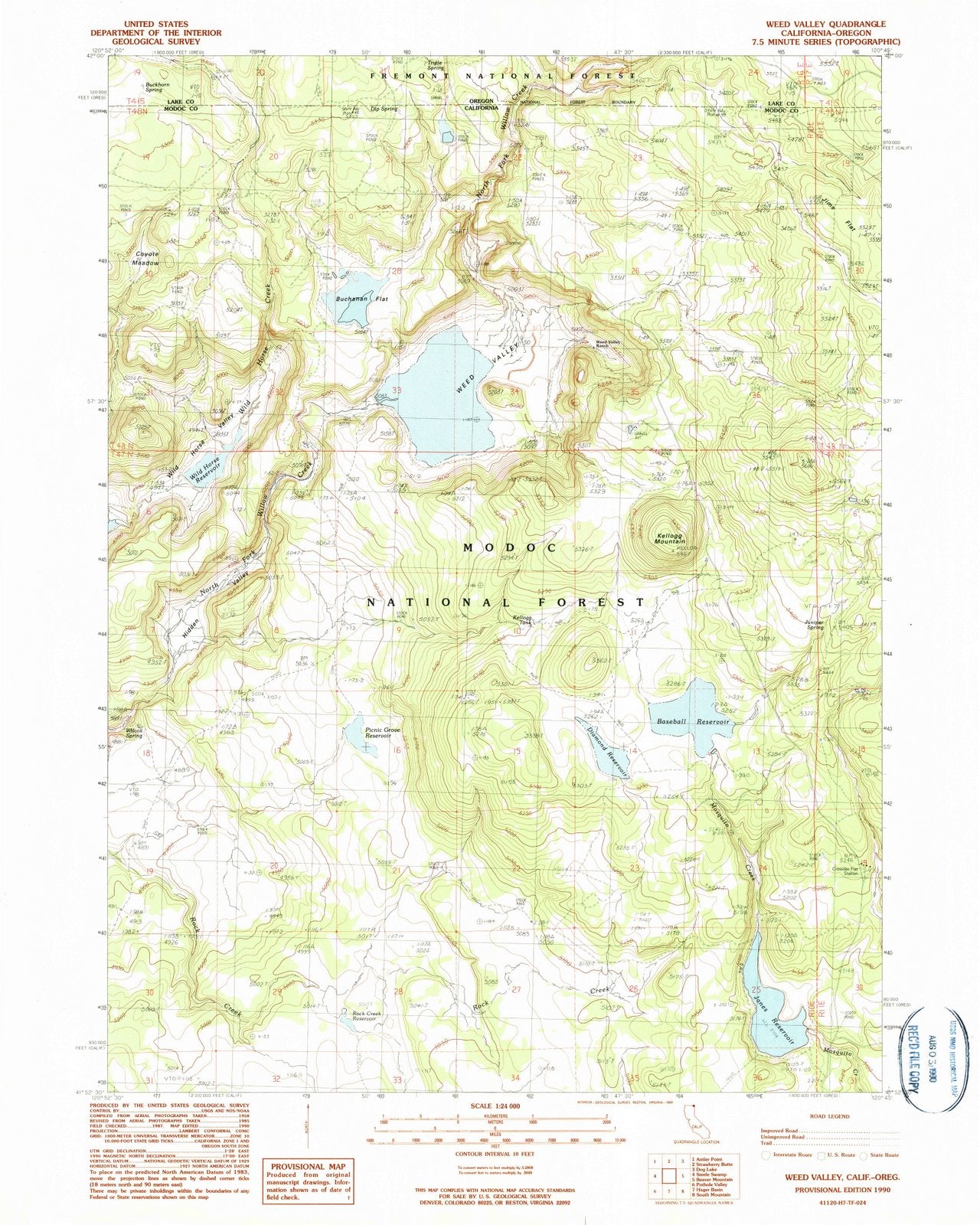 1990 Weed Valley, CA - California - USGS Topographic Map
