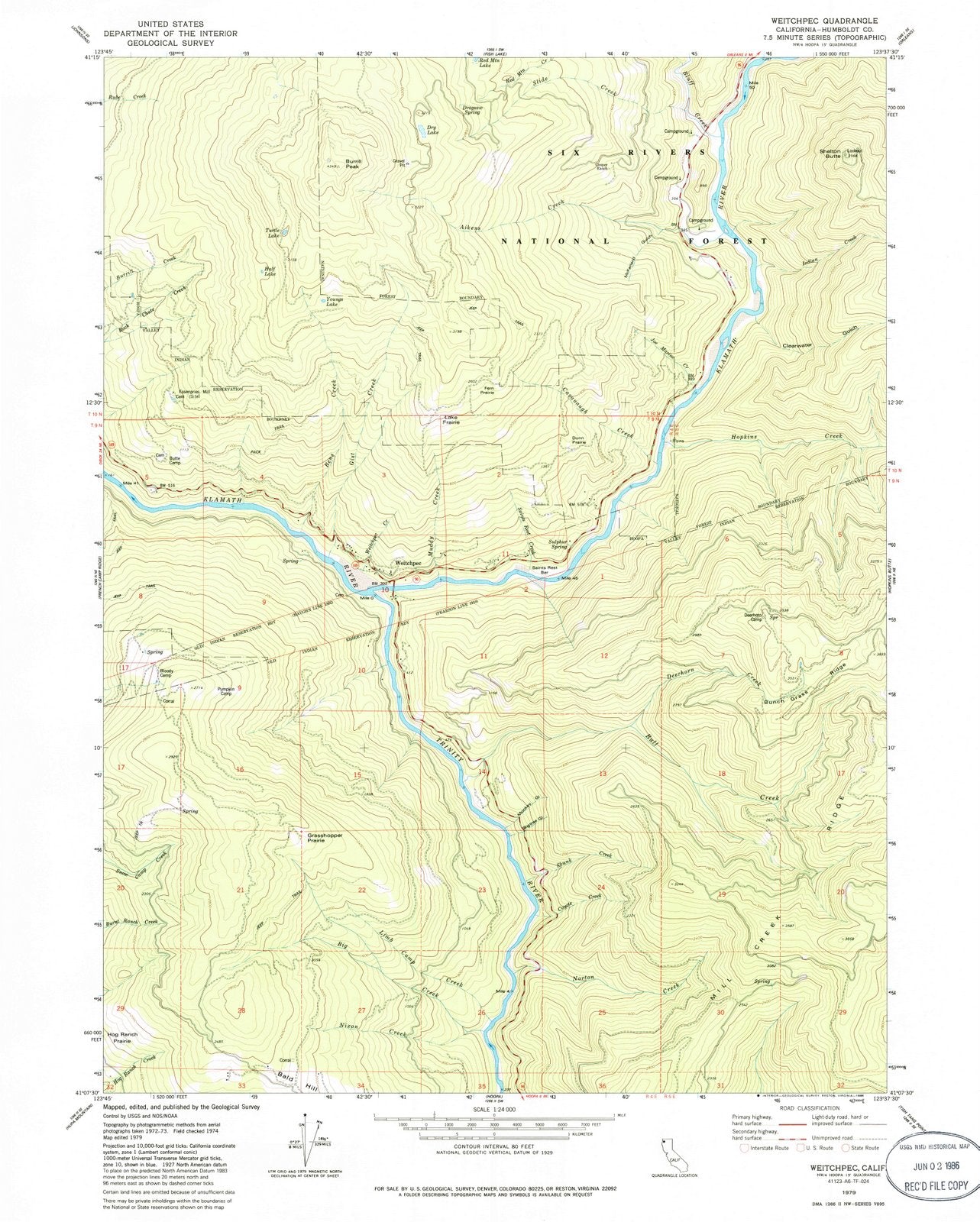 1979 Weitchpec, CA - California - USGS Topographic Map