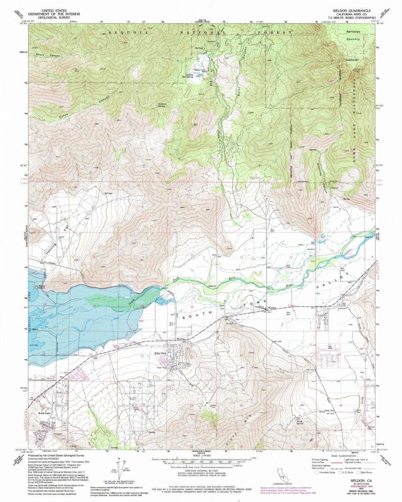 1972 Weldon, CA - California - USGS Topographic Map