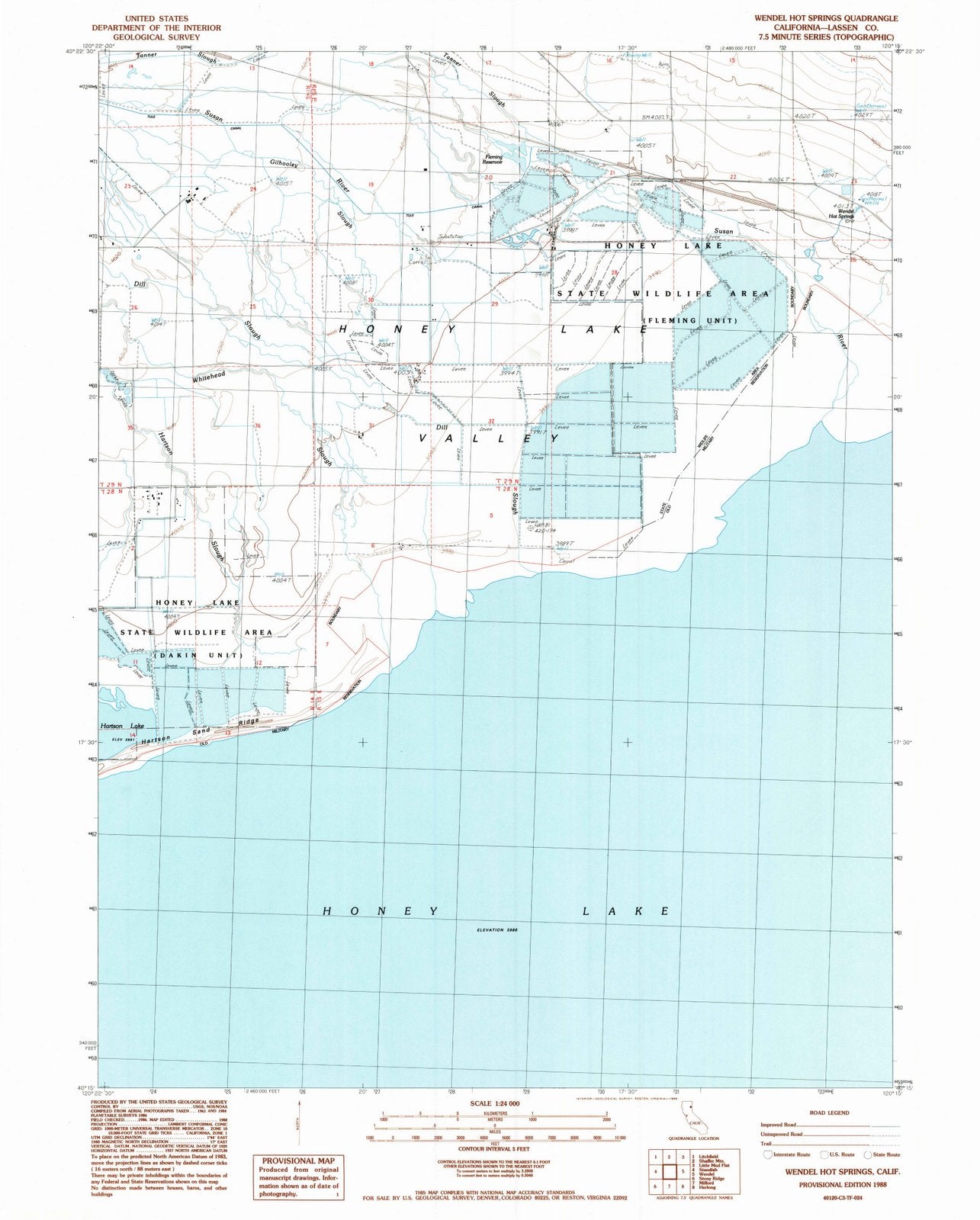 1988 Wendel Hot Springs, CA - California - USGS Topographic Map