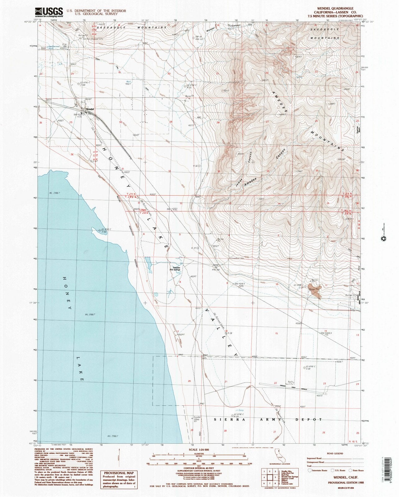 1988 Wendel, CA - California - USGS Topographic Map