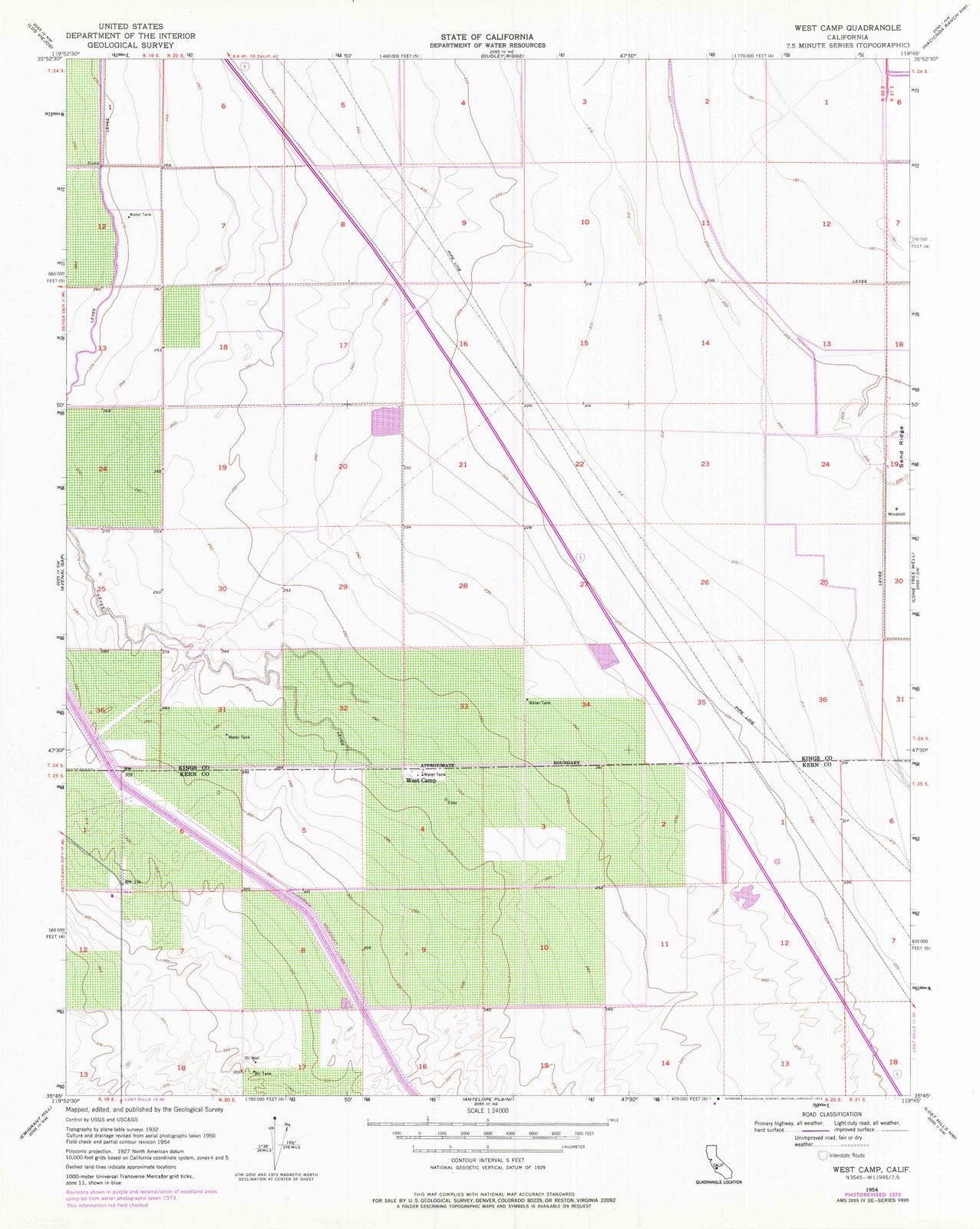 1954 West Camp, CA - California - USGS Topographic Map