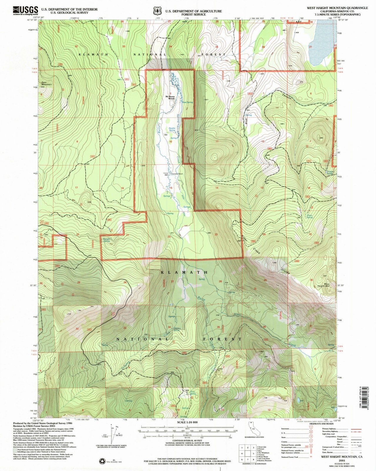2001 West Haight Mountain, CA - California - USGS Topographic Map