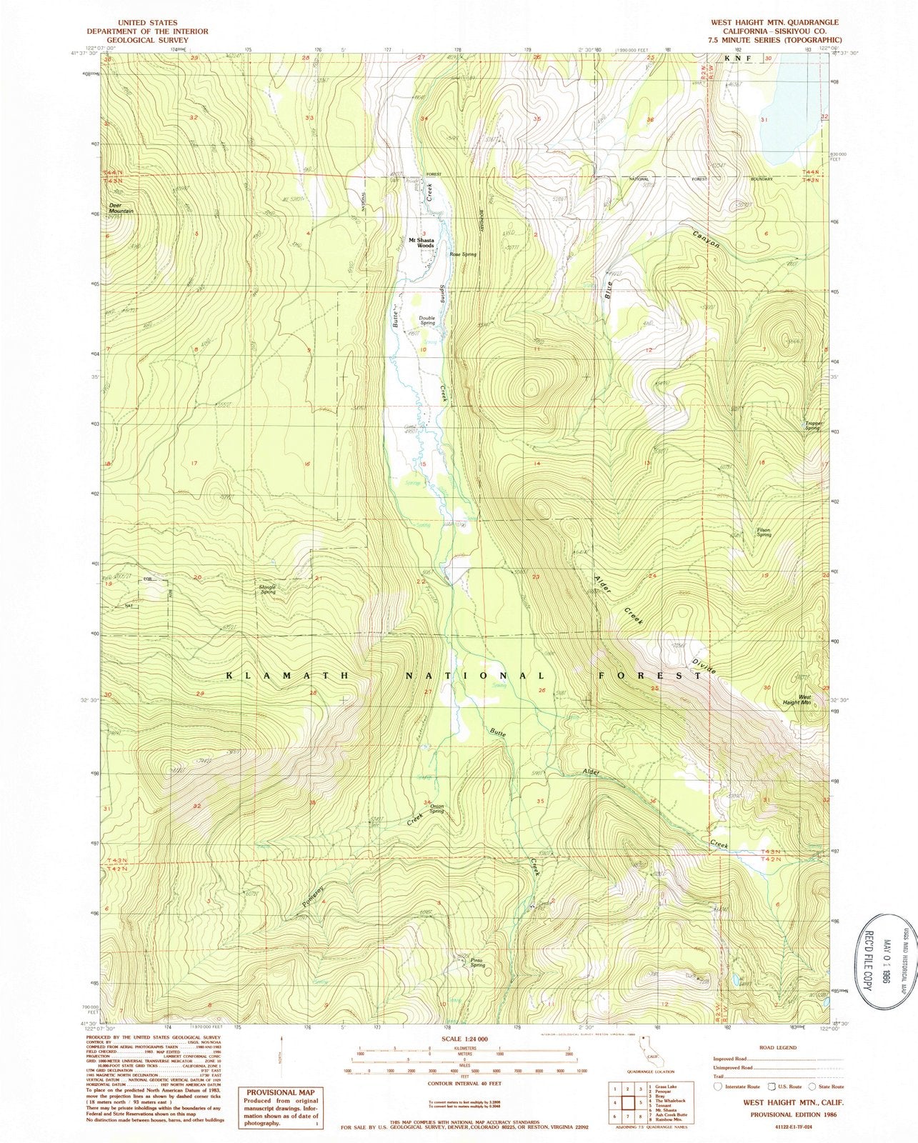 1986 West Haight MTN, CA - California - USGS Topographic Map