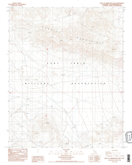 1986 West ofrinkwater Lake, CA - California - USGS Topographic Map