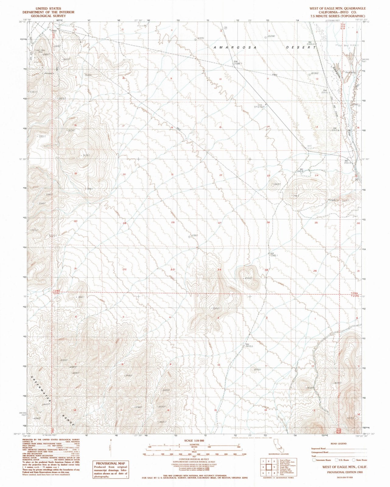 1988 West of Eagle MTN, CA - California - USGS Topographic Map