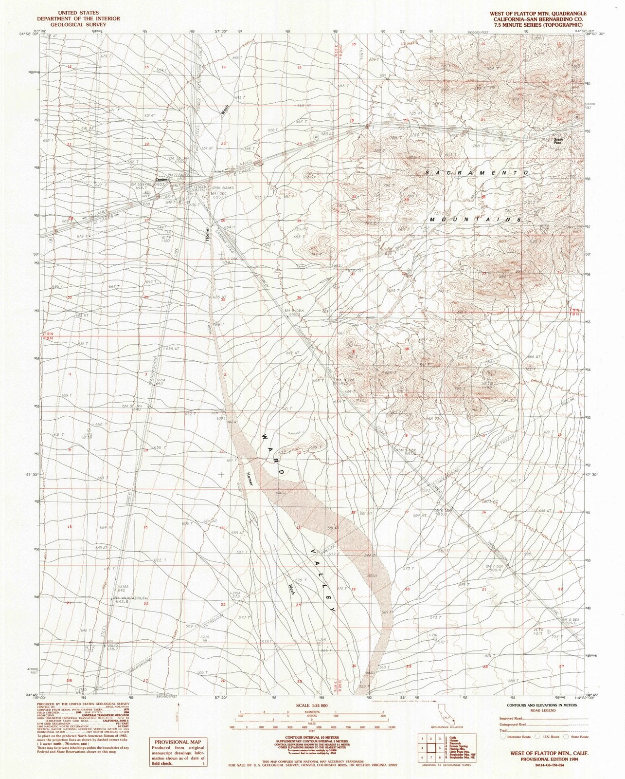 1984 West of Flattop MTN, CA - California - USGS Topographic Map