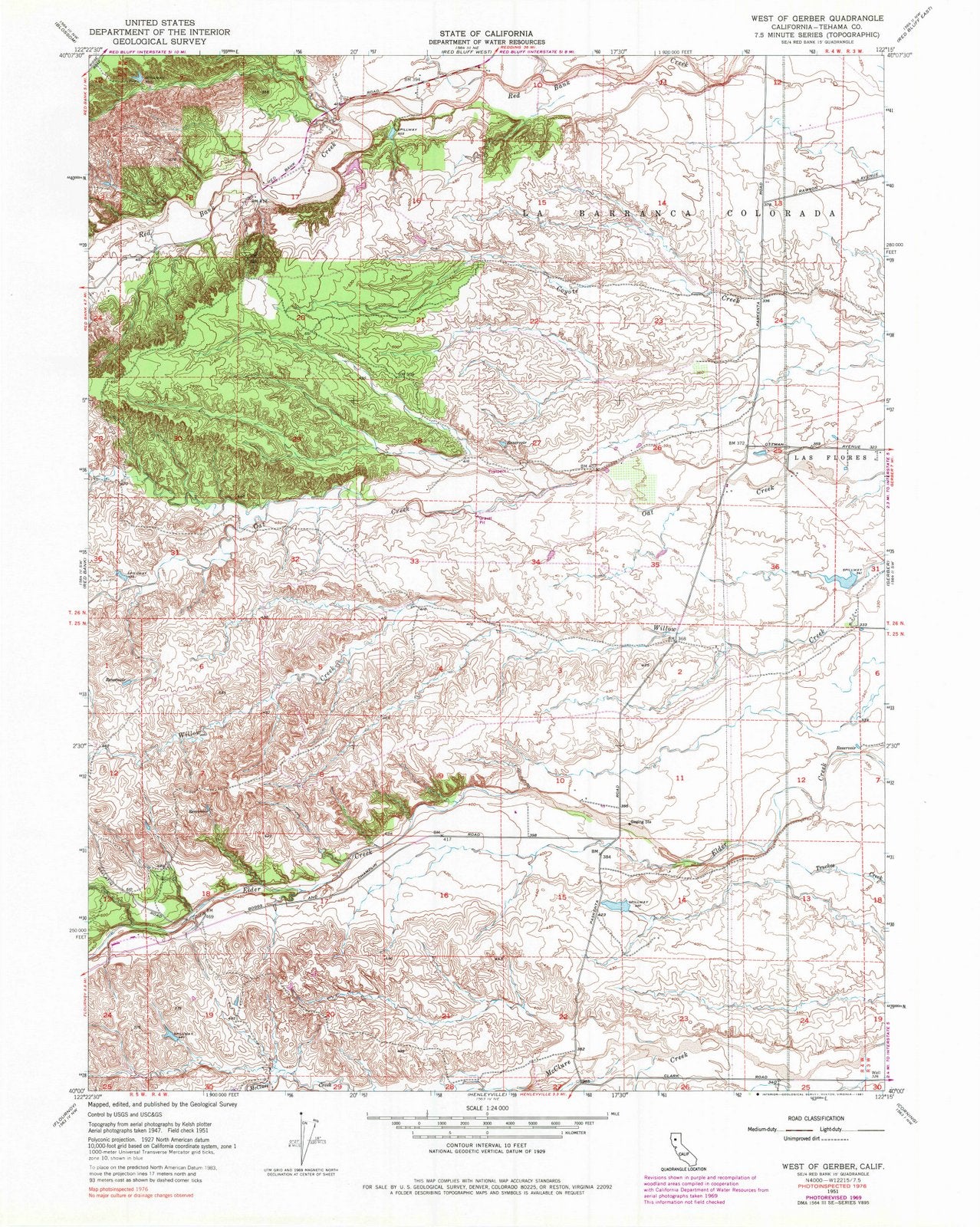 1951 West of Gerber, CA - California - USGS Topographic Map