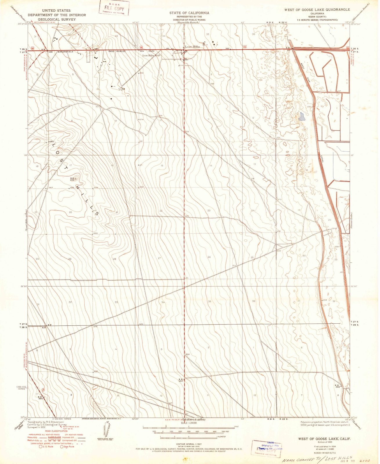 1950 West of Goose Lake, CA - California - USGS Topographic Map