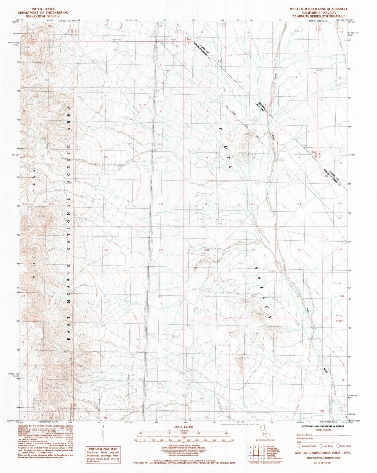 1984 West of Juniper Mine, CA - California - USGS Topographic Map