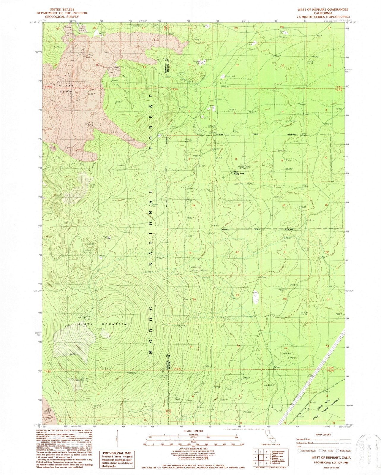 1988 West of Kephart, CA - California - USGS Topographic Map