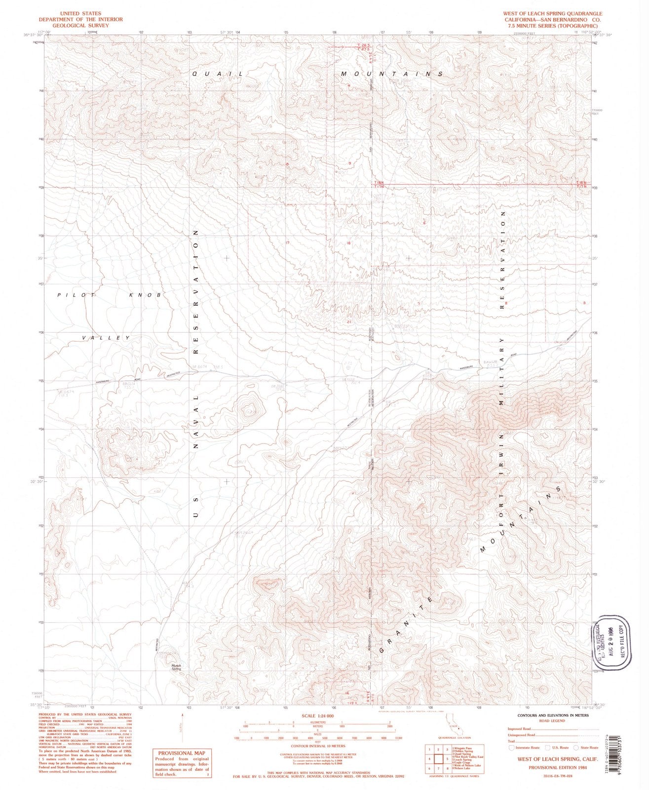1984 West of Leach Spring, CA - California - USGS Topographic Map