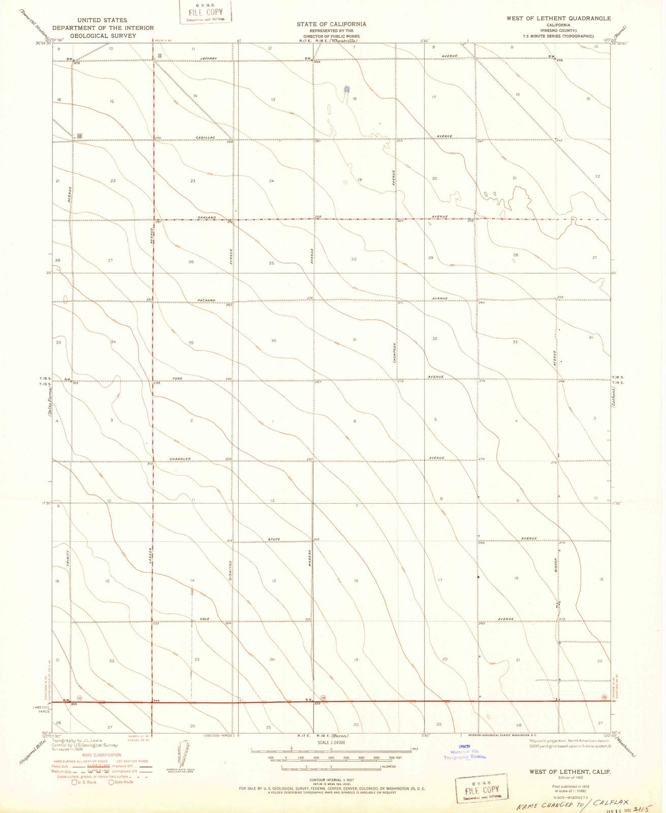 1950 West of Lethent, CA - California - USGS Topographic Map