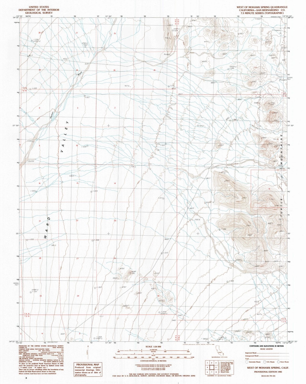 1985 West of Mohawk Spring, CA - California - USGS Topographic Map