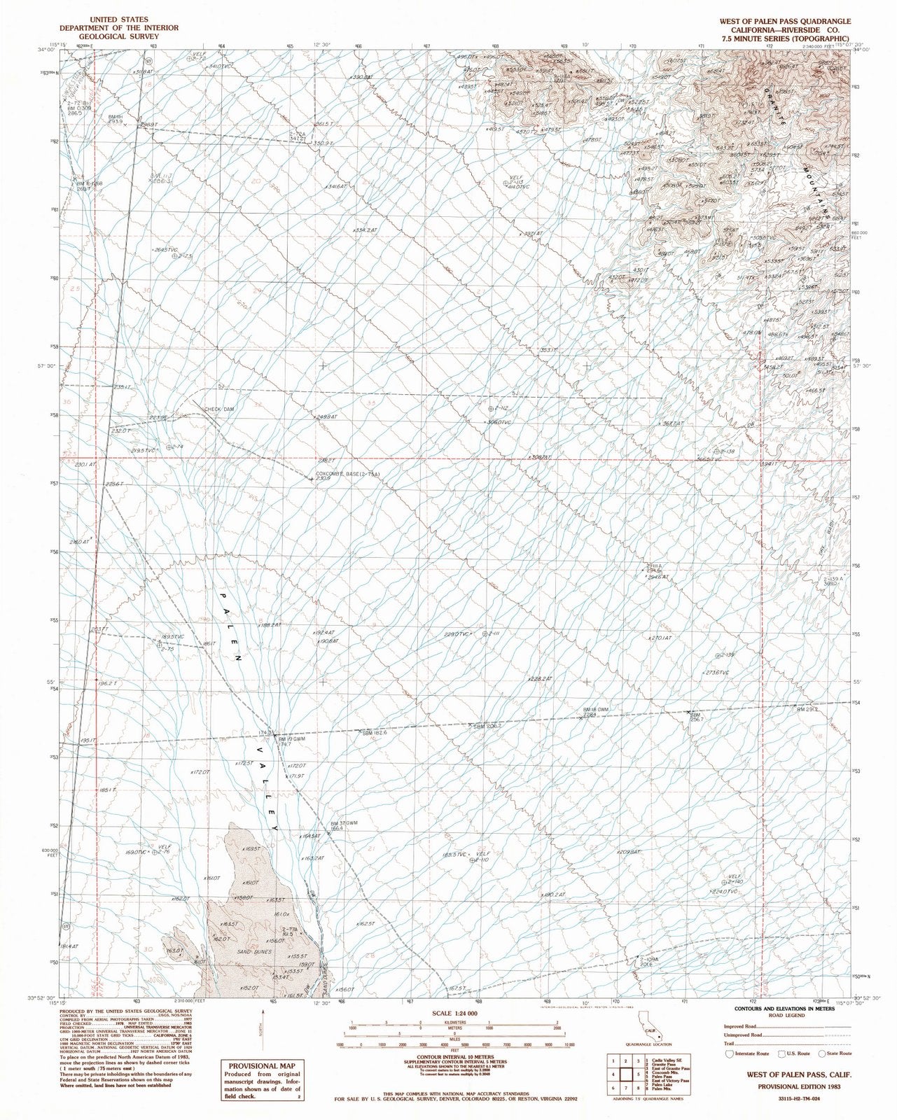 1983 West of Palen Pass, CA - California - USGS Topographic Map