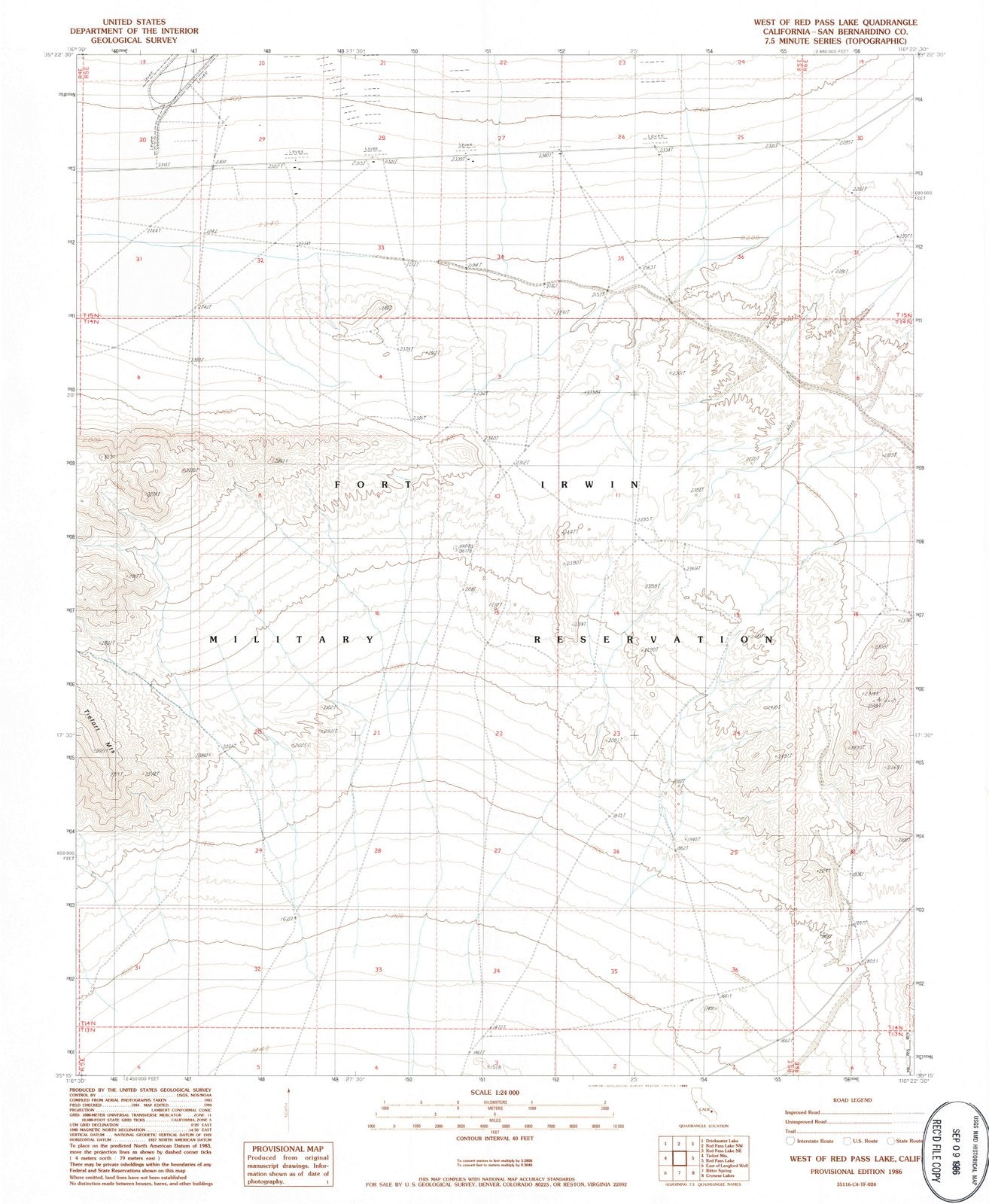 1986 West of Red Pass Lake, CA - California - USGS Topographic Map