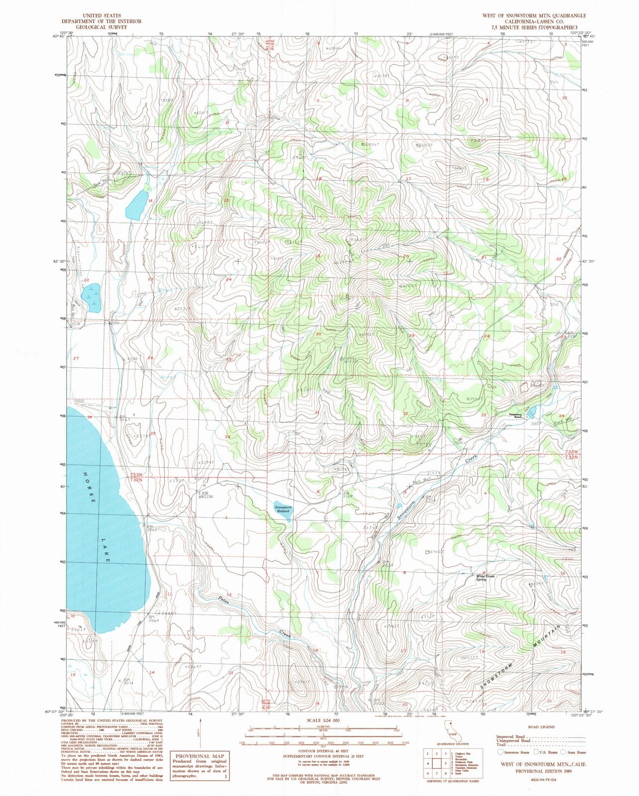 1989 West of Snowstorm MTN, CA - California - USGS Topographic Map