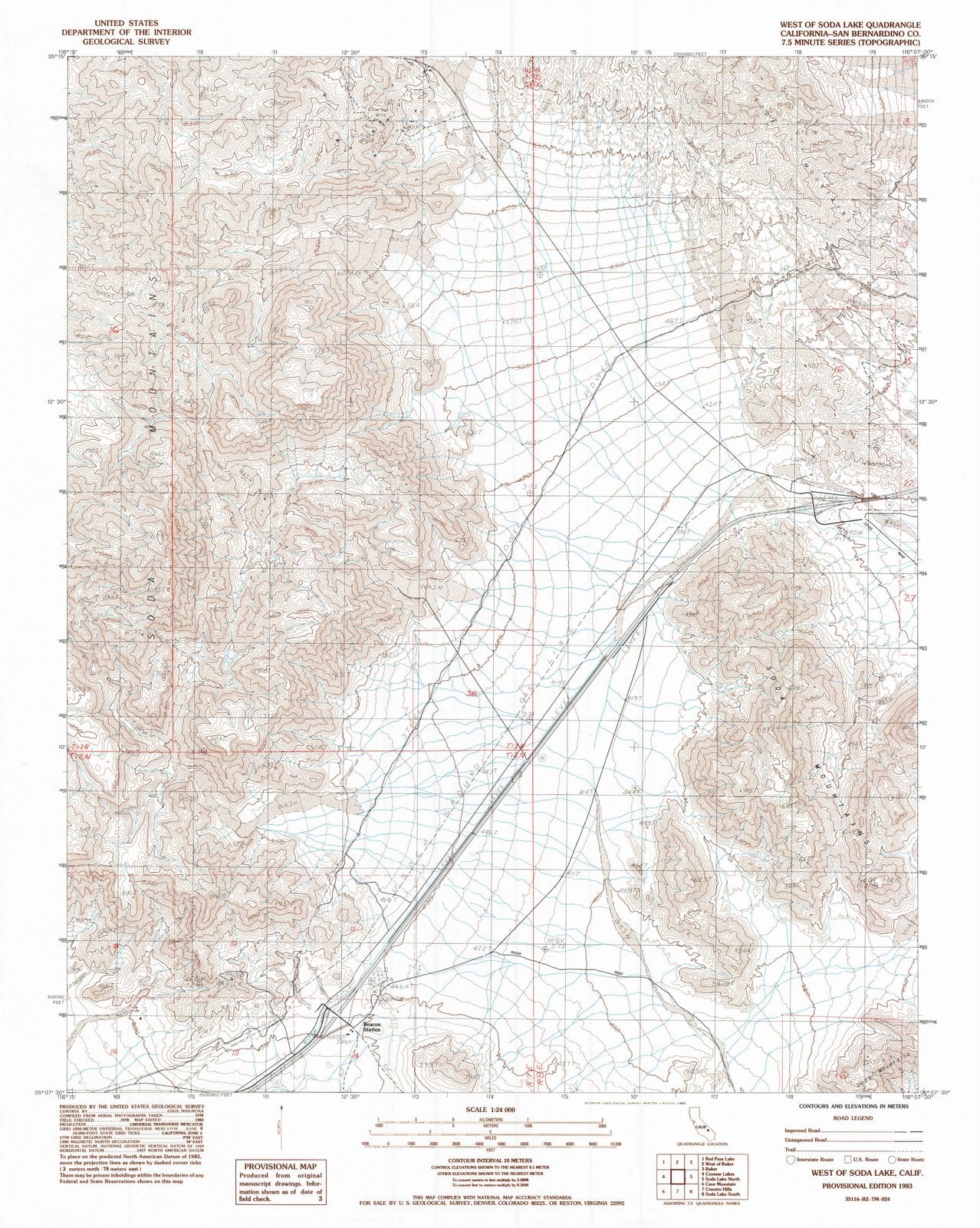 1983 West of Soda Lake, CA - California - USGS Topographic Map