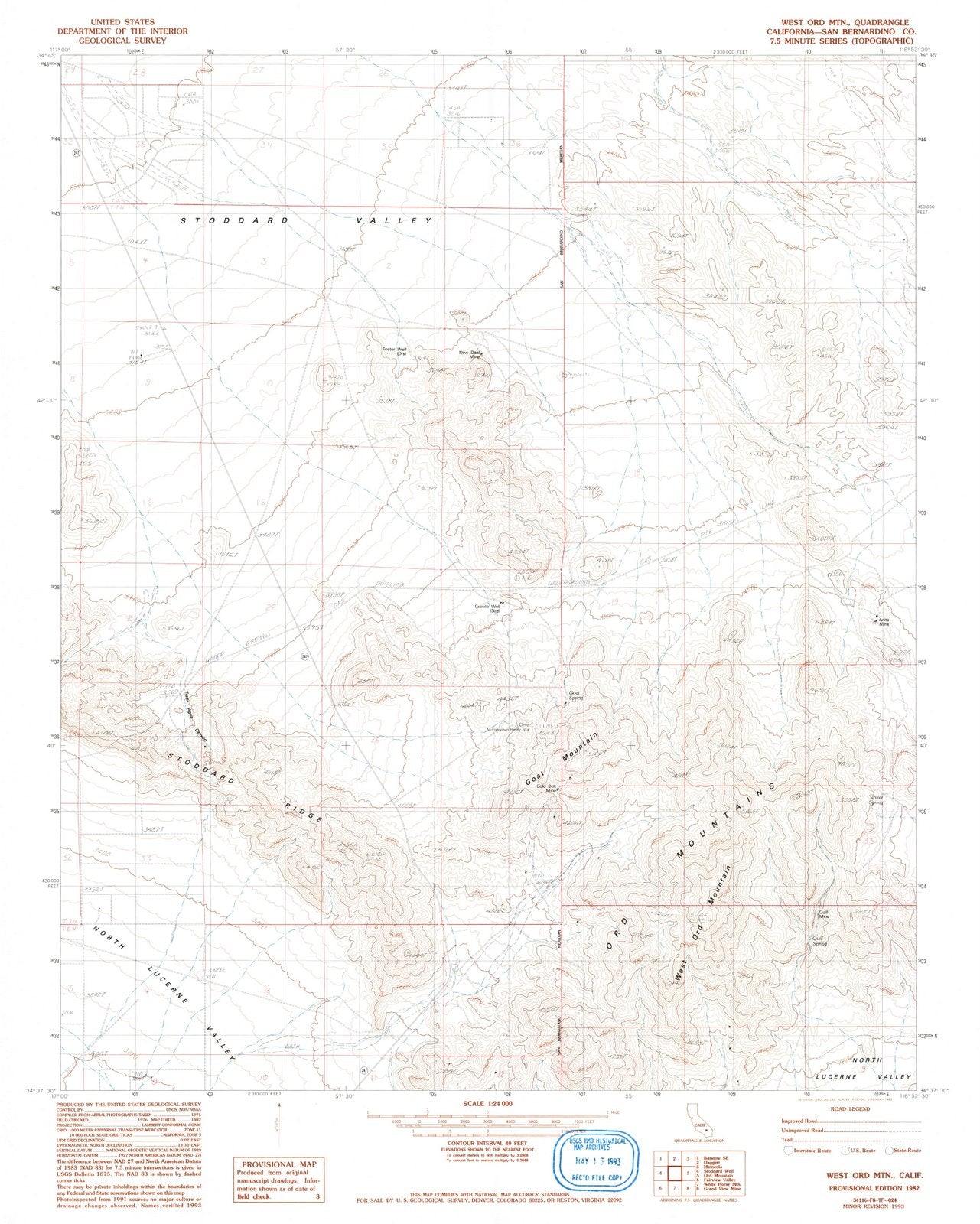 1982 West Ord Mountain, CA - California - USGS Topographic Map