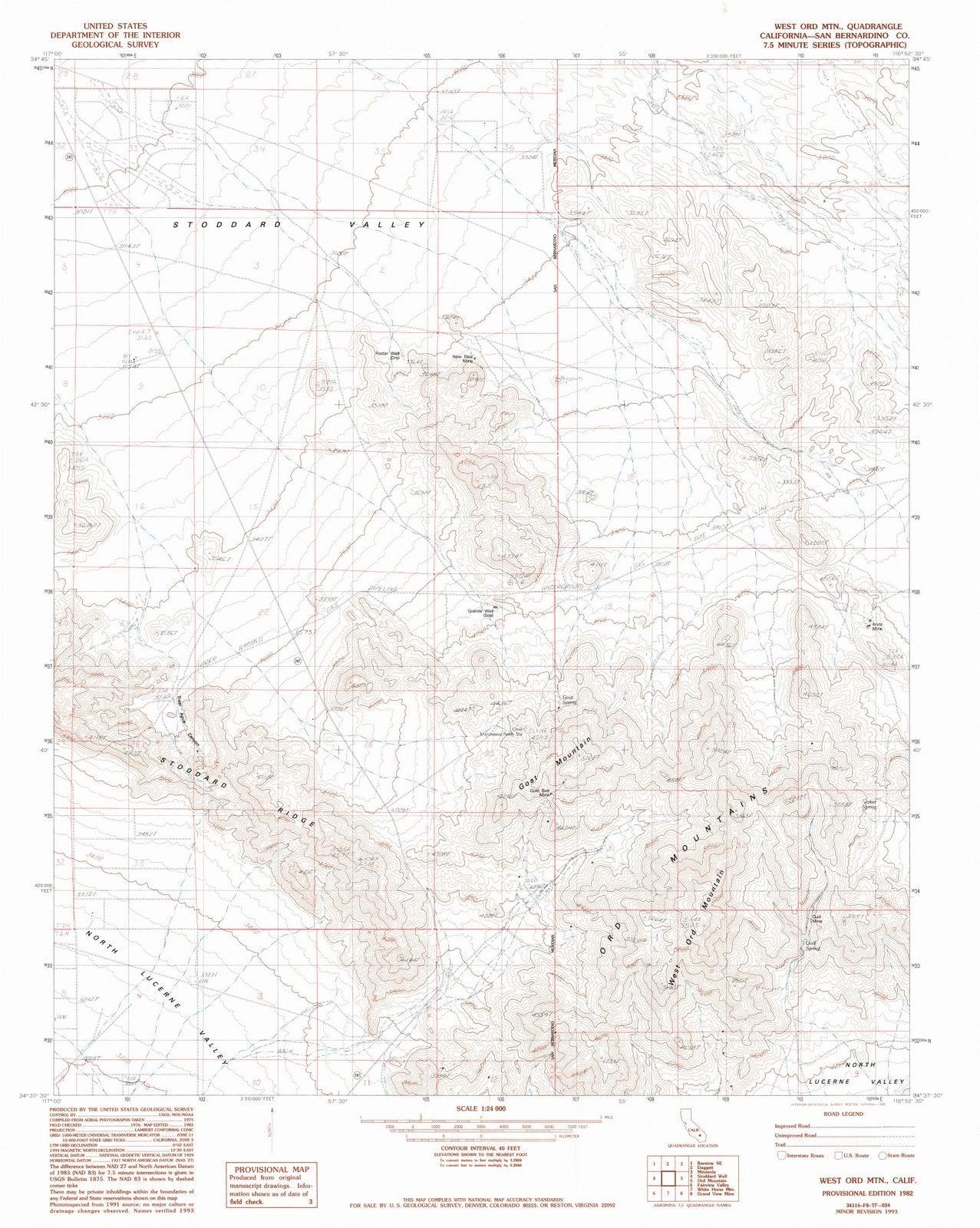 1982 West Ord MTN, CA - California - USGS Topographic Map