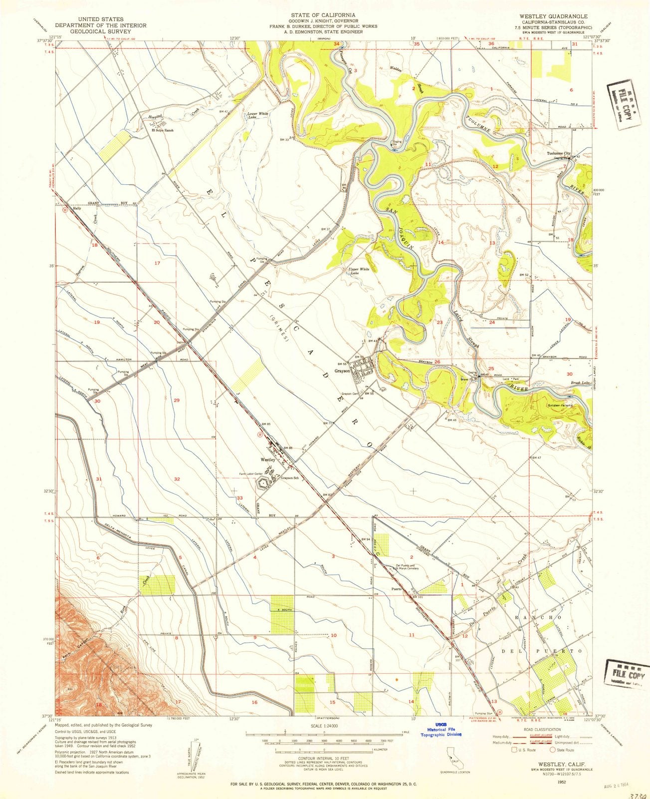 1952 Westley, CA - California - USGS Topographic Map