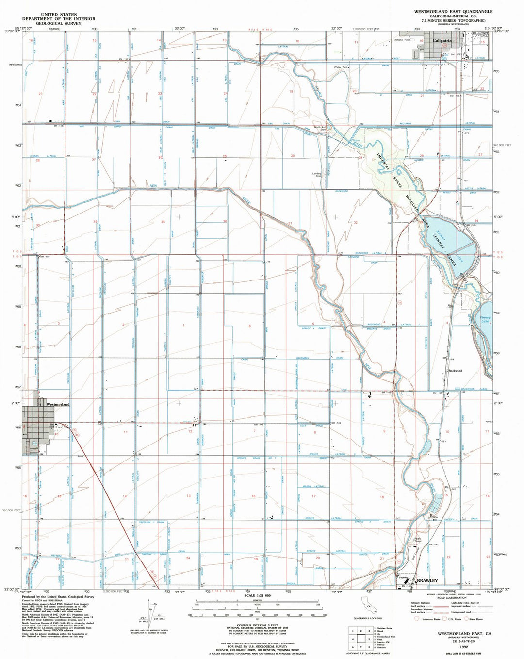 1992 Westmorland East, CA - California - USGS Topographic Map