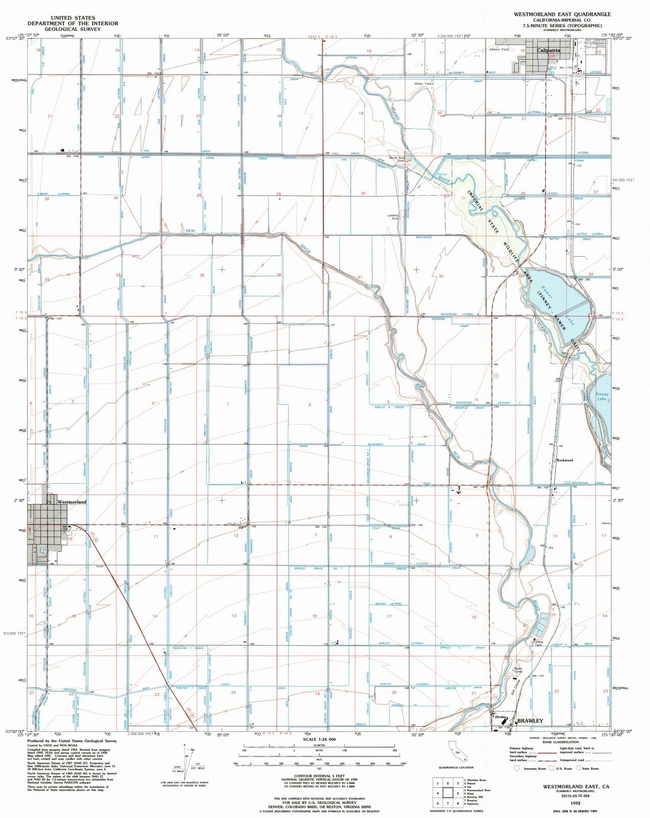 1992 Westmorland East, CA - California - USGS Topographic Map