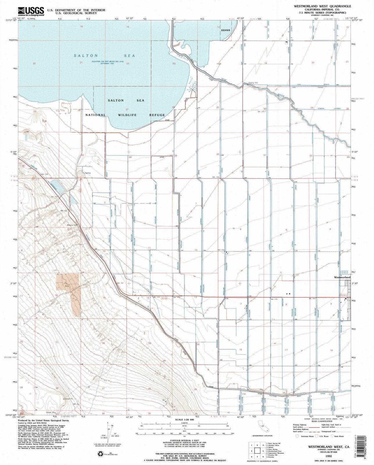 1992 Westmorland West, CA - California - USGS Topographic Map