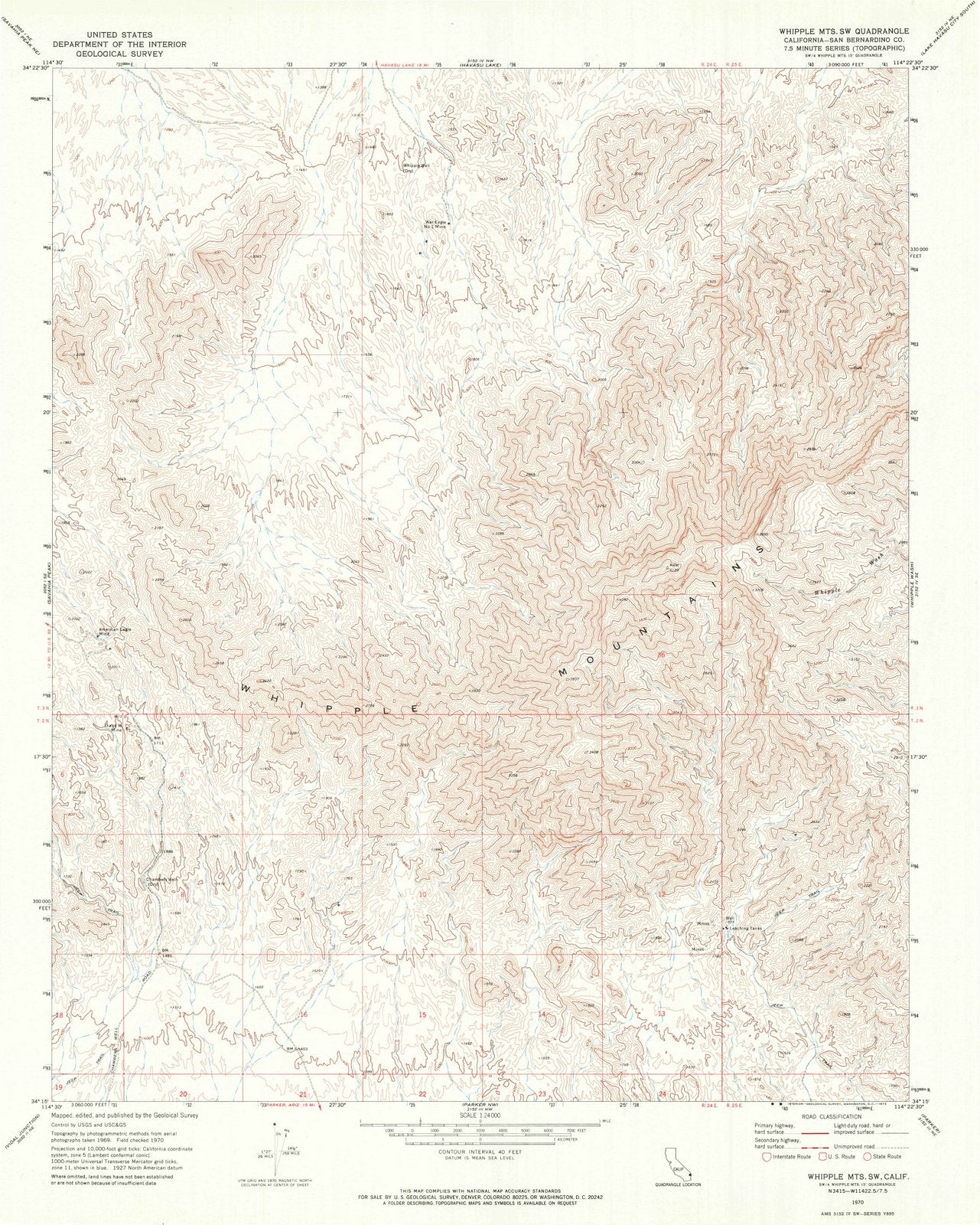 1970 Whipple MTS, CA - California - USGS Topographic Map