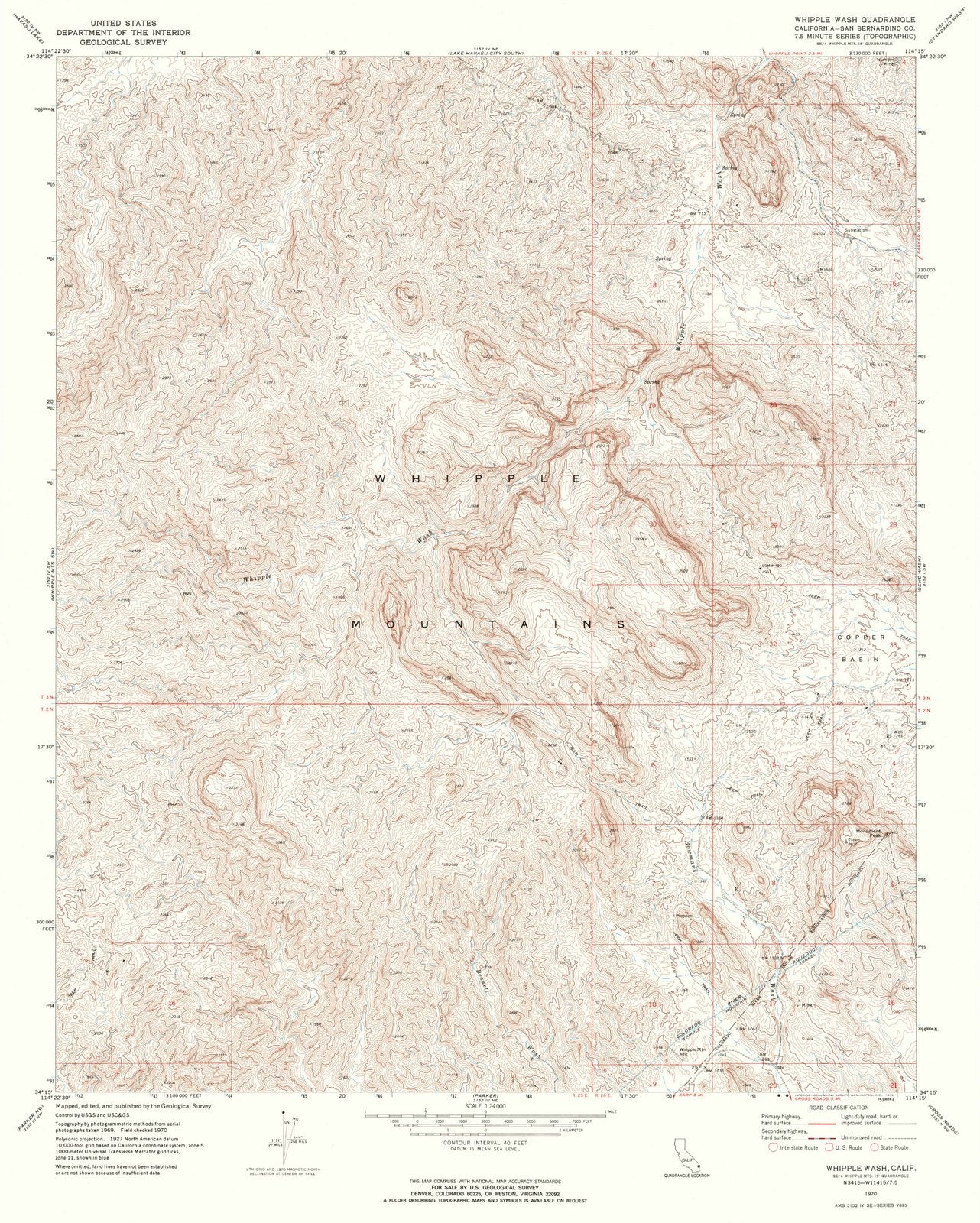 1970 Whipple Wash, CA - California - USGS Topographic Map