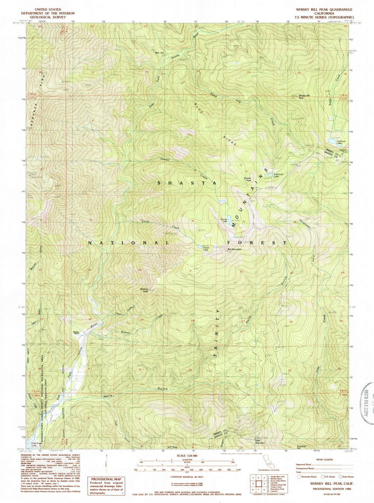 1986 Whisky Bill Peak, CA - California - USGS Topographic Map