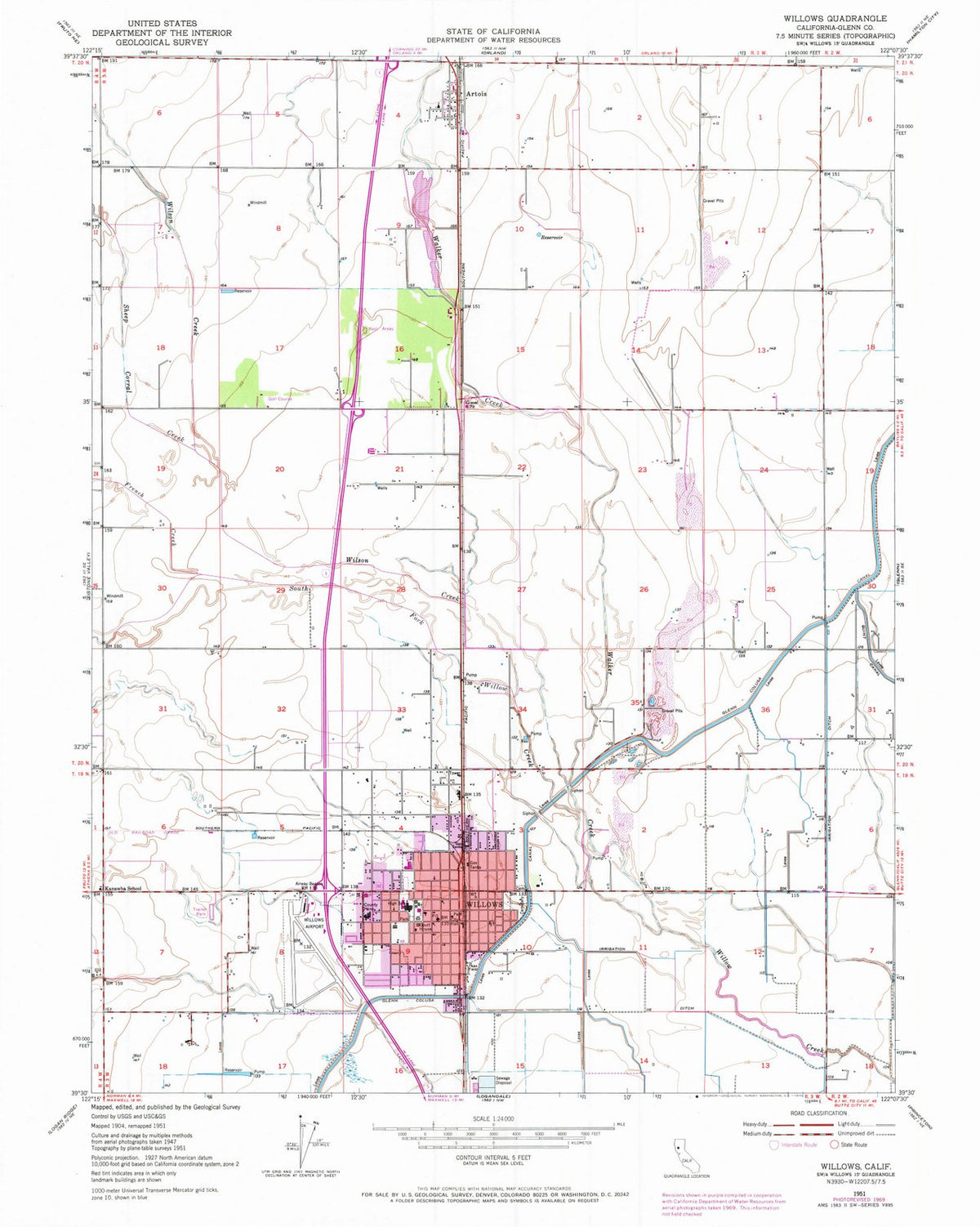 1951 Willows, CA - California - USGS Topographic Map