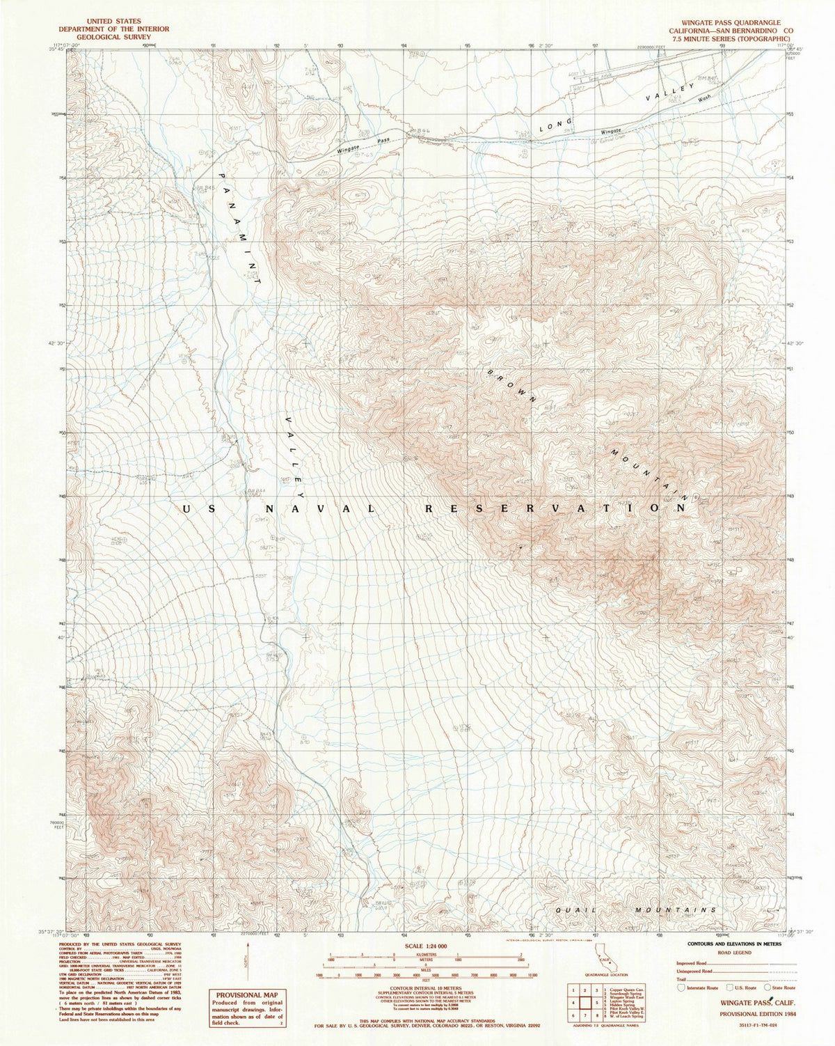 1984 Wingate Pass, CA - California - USGS Topographic Map