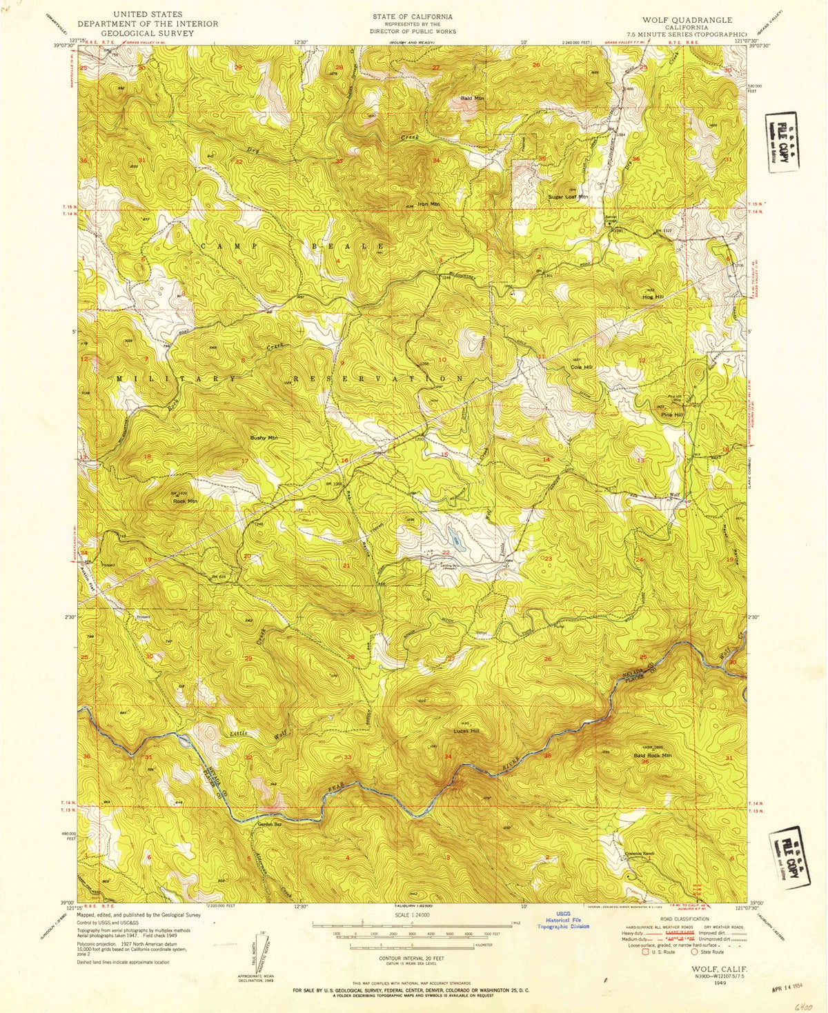 1949 Wolf, CA - California - USGS Topographic Map