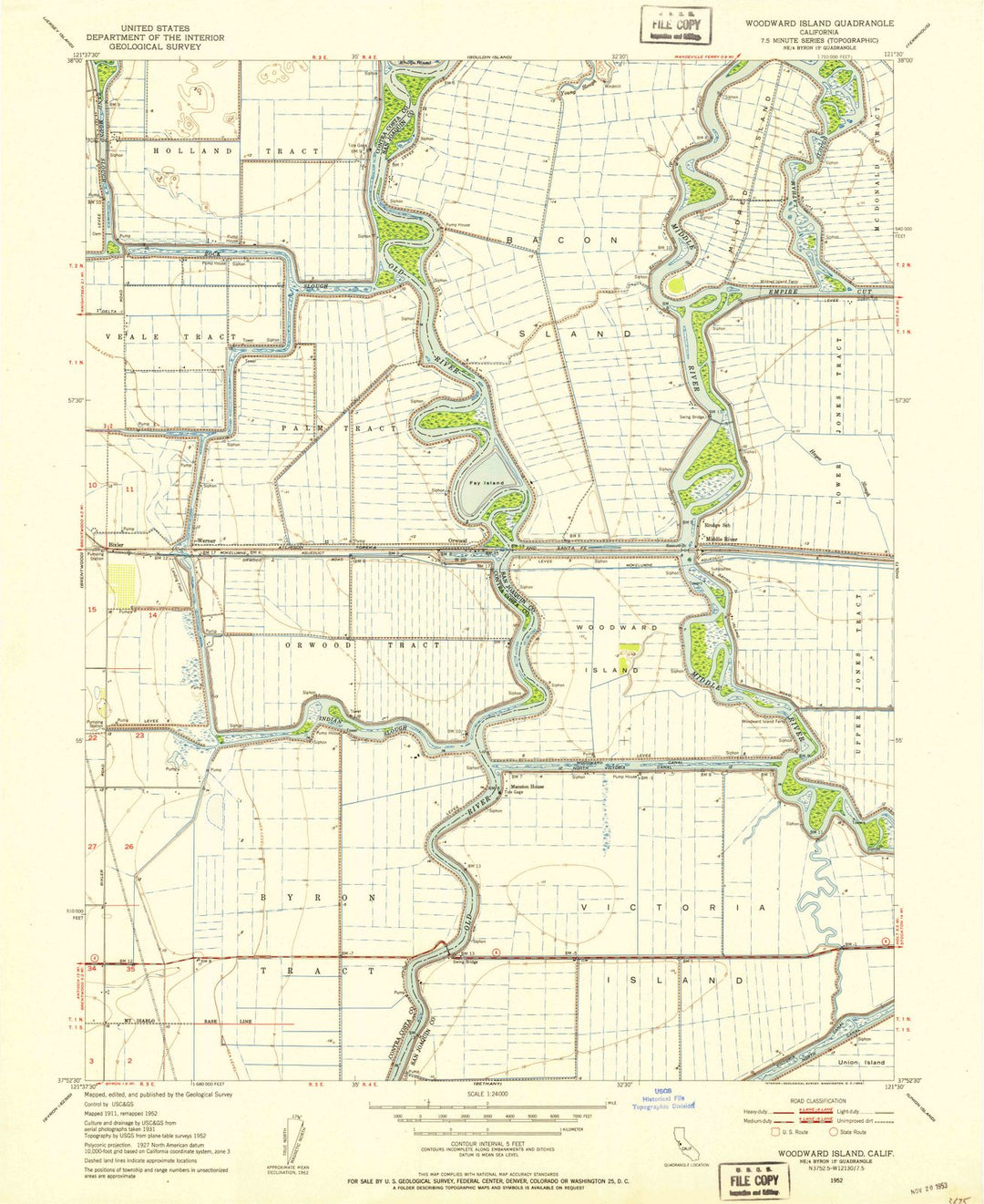 1952 Woodward Island, CA - California - USGS Topographic Map