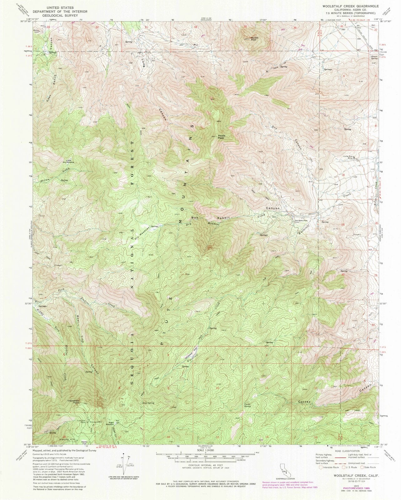1972 Woolstalf Creek, CA - California - USGS Topographic Map