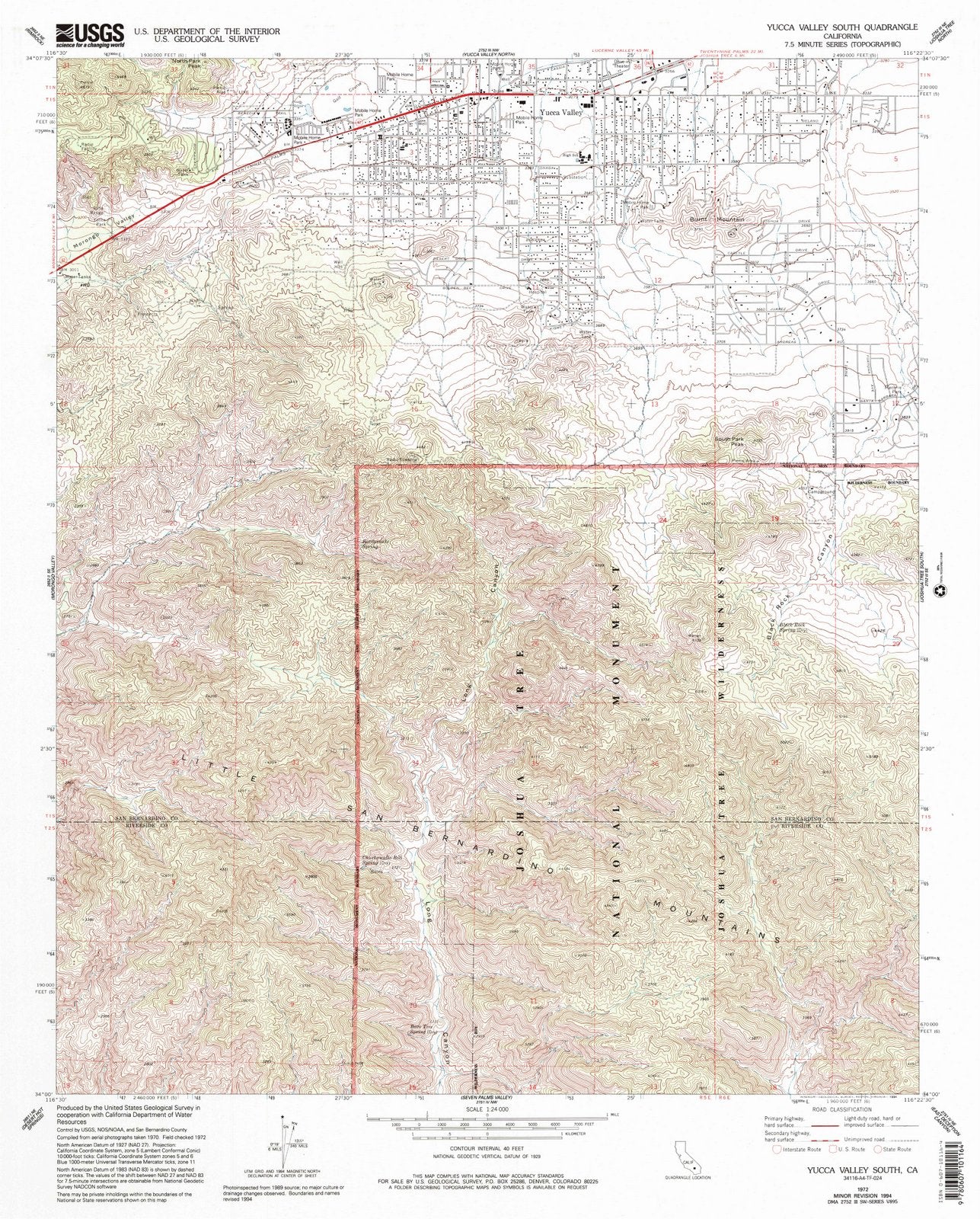 1972 Yucca Valley South, CA - California - USGS Topographic Map
