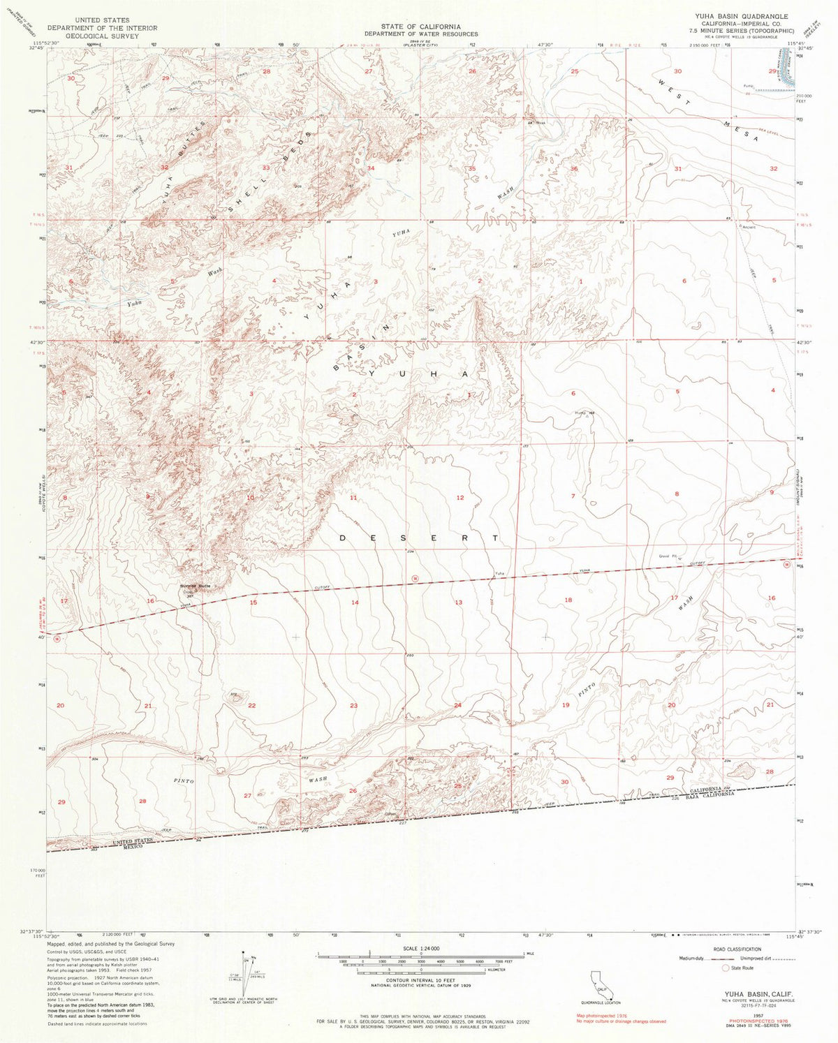 1957 Yuha Basin, CA - California - USGS Topographic Map