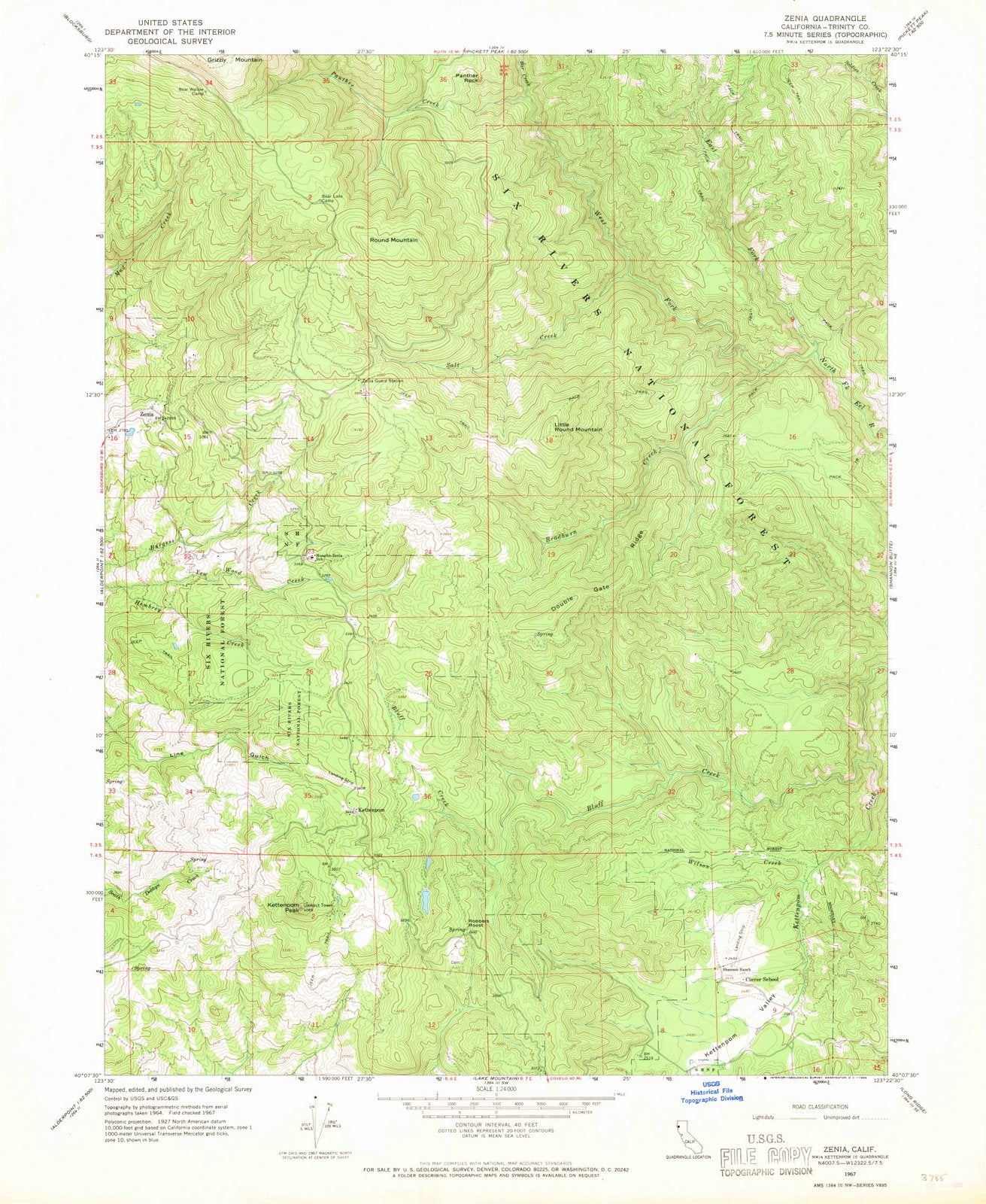 1967 Zenia, CA - California - USGS Topographic Map
