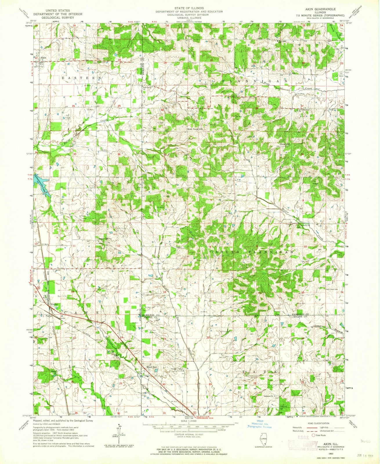 1963 Akin, IL - Illinois - USGS Topographic Map