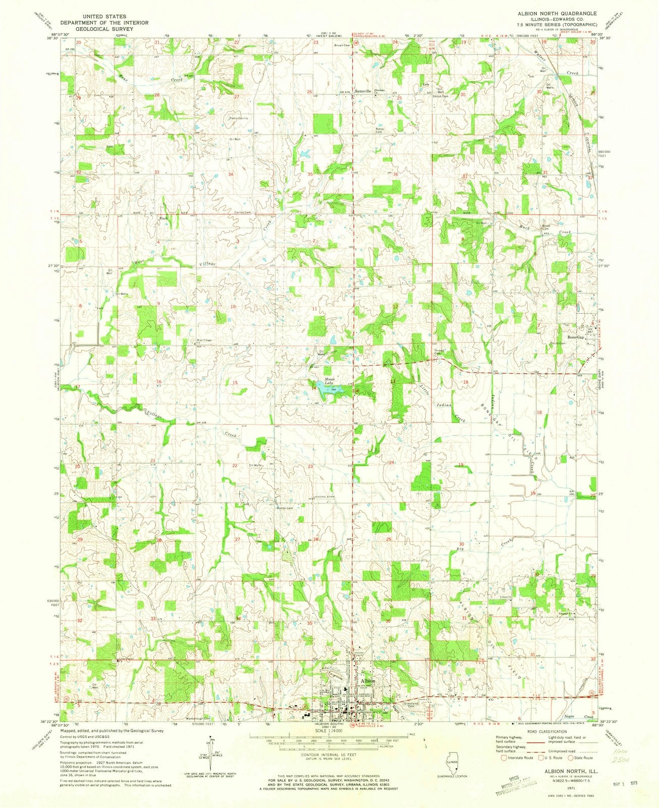 1971 Albion North, IL - Illinois - USGS Topographic Map