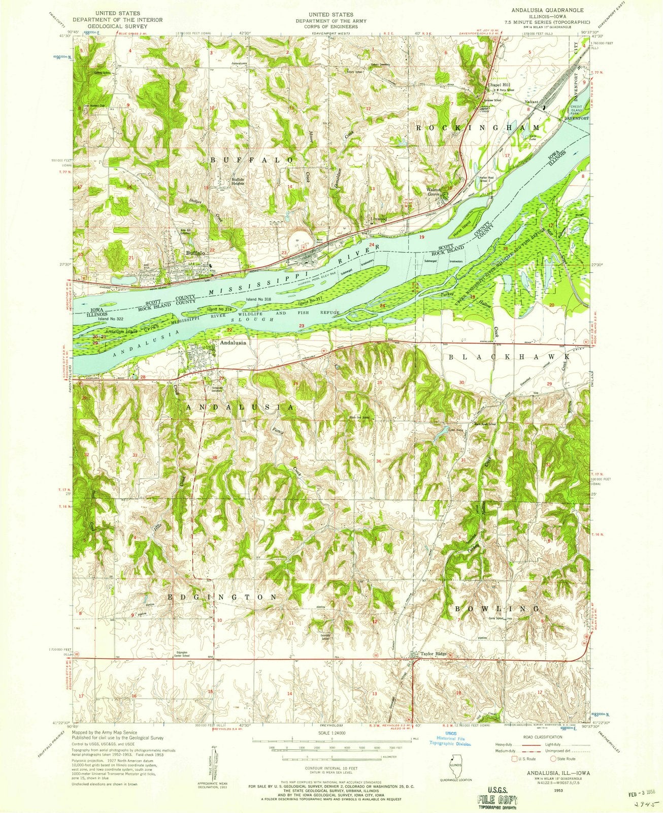 1953 Andalusia, IL - Illinois - USGS Topographic Map