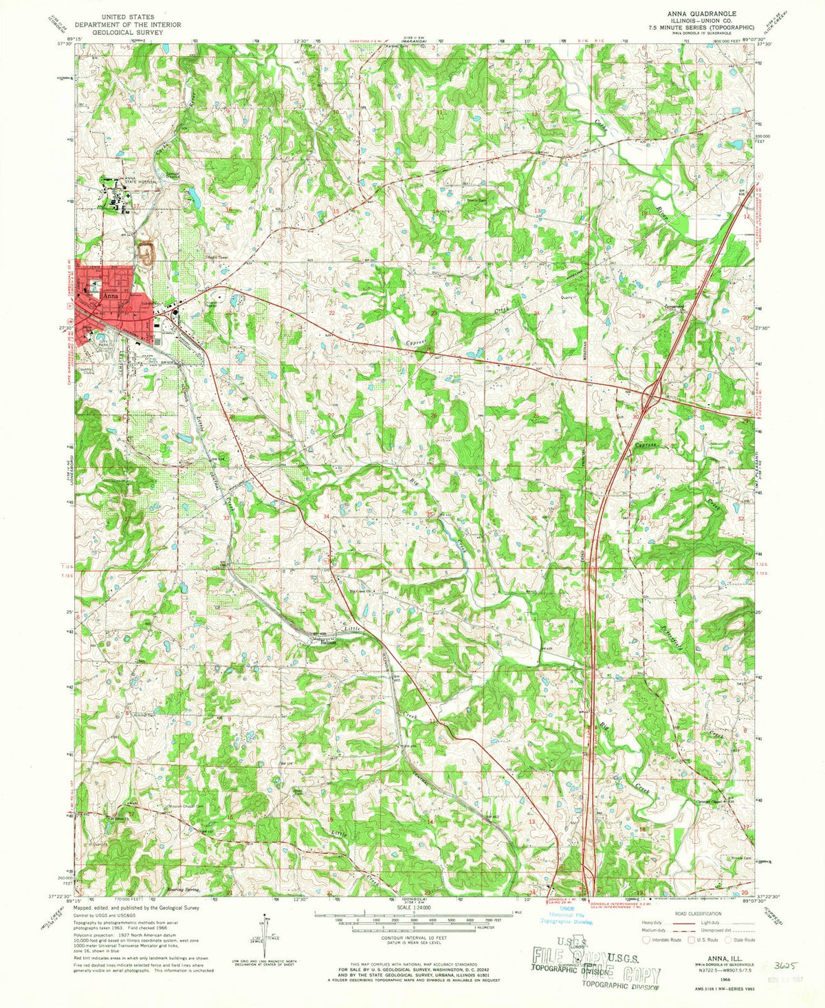 1966 Anna, IL - Illinois - USGS Topographic Map