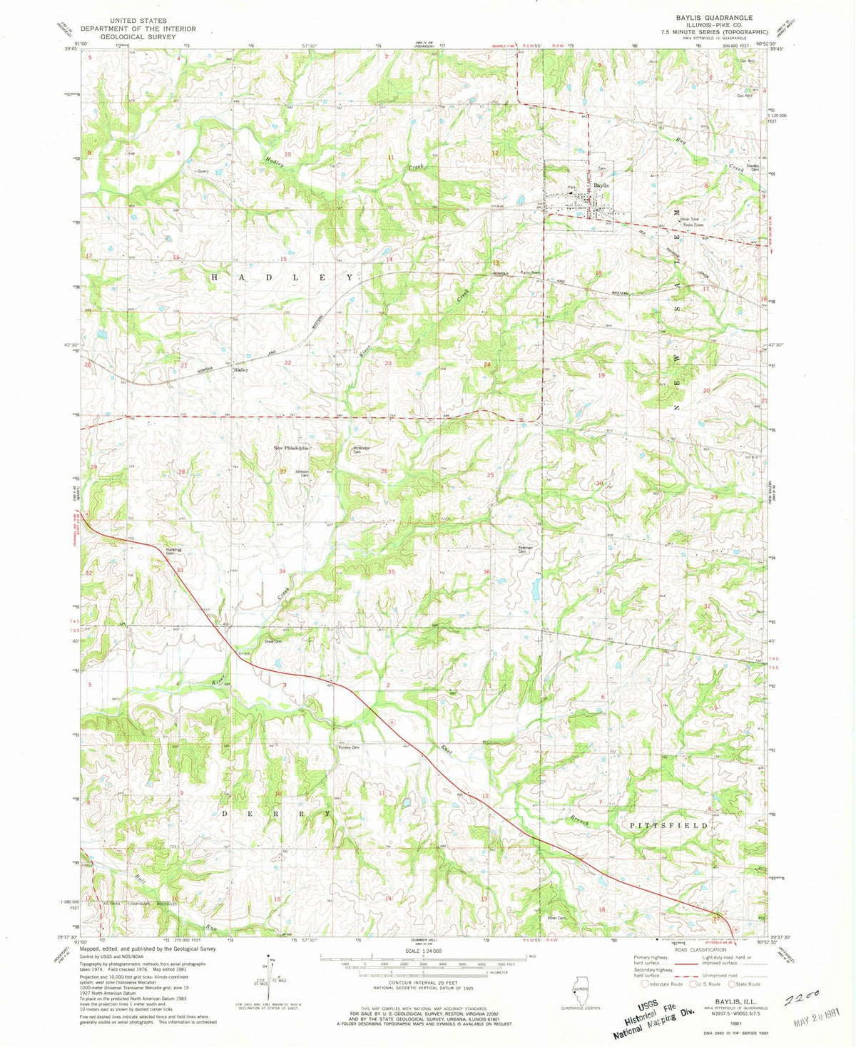 1981 Baylis, IL - Illinois - USGS Topographic Map