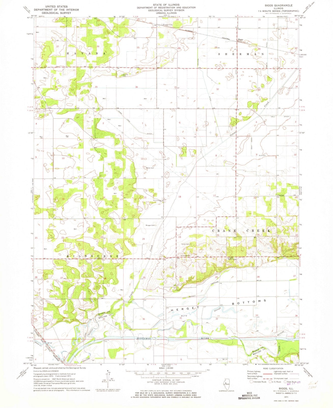 1971 Biggs, IL - Illinois - USGS Topographic Map