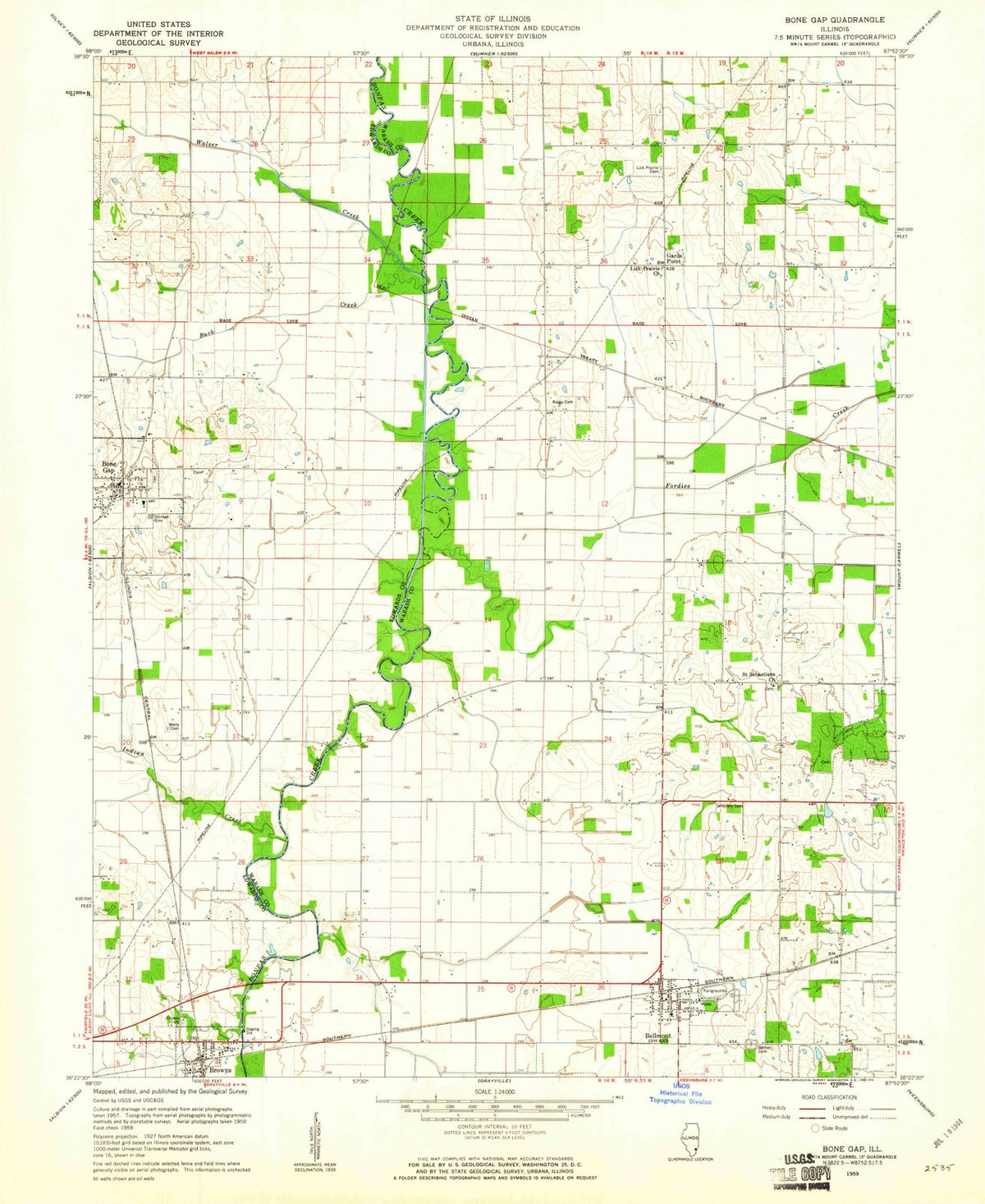 1959 Bone Gap, IL - Illinois - USGS Topographic Map