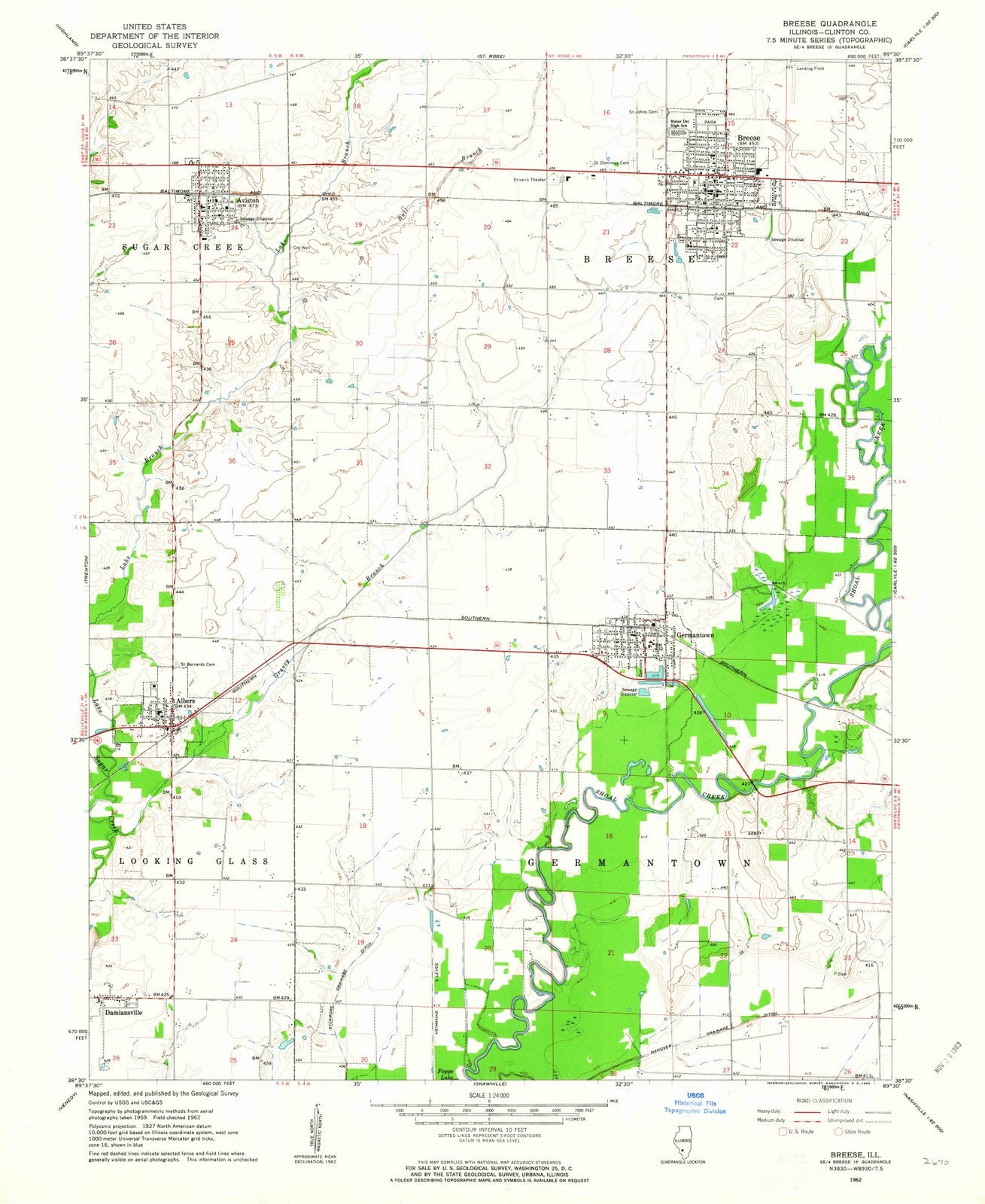 1962 Breese, IL - Illinois - USGS Topographic Map