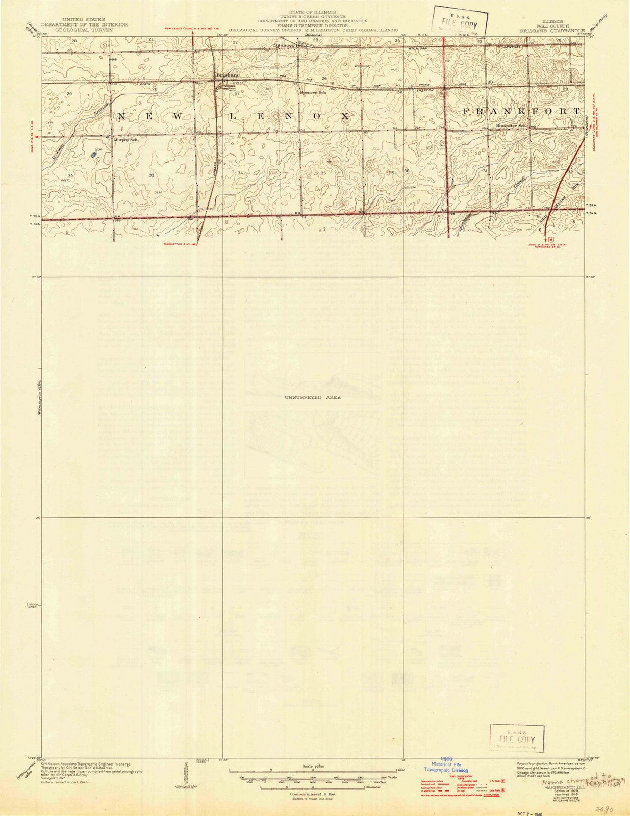 1929 Brisbane, IL - Illinois - USGS Topographic Map