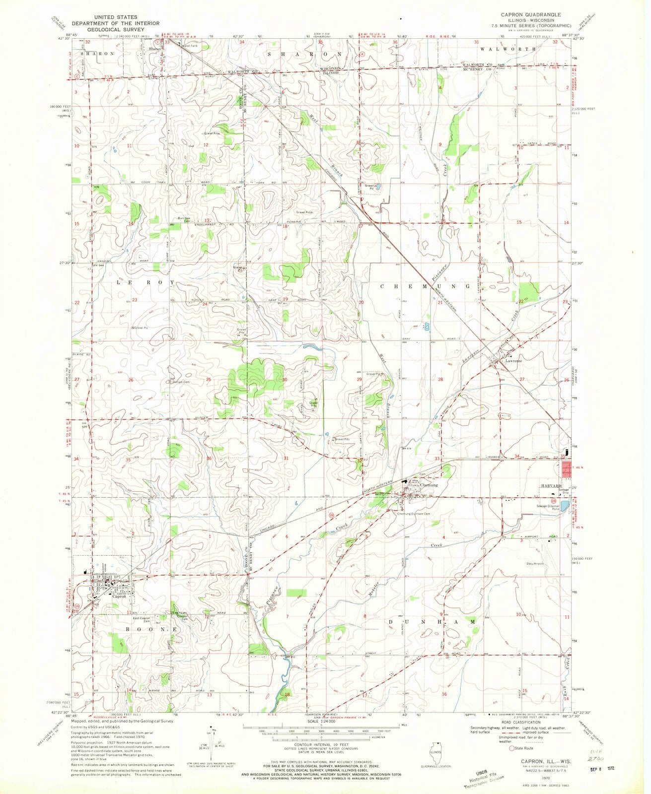 1970 Capron, IL - Illinois - USGS Topographic Map
